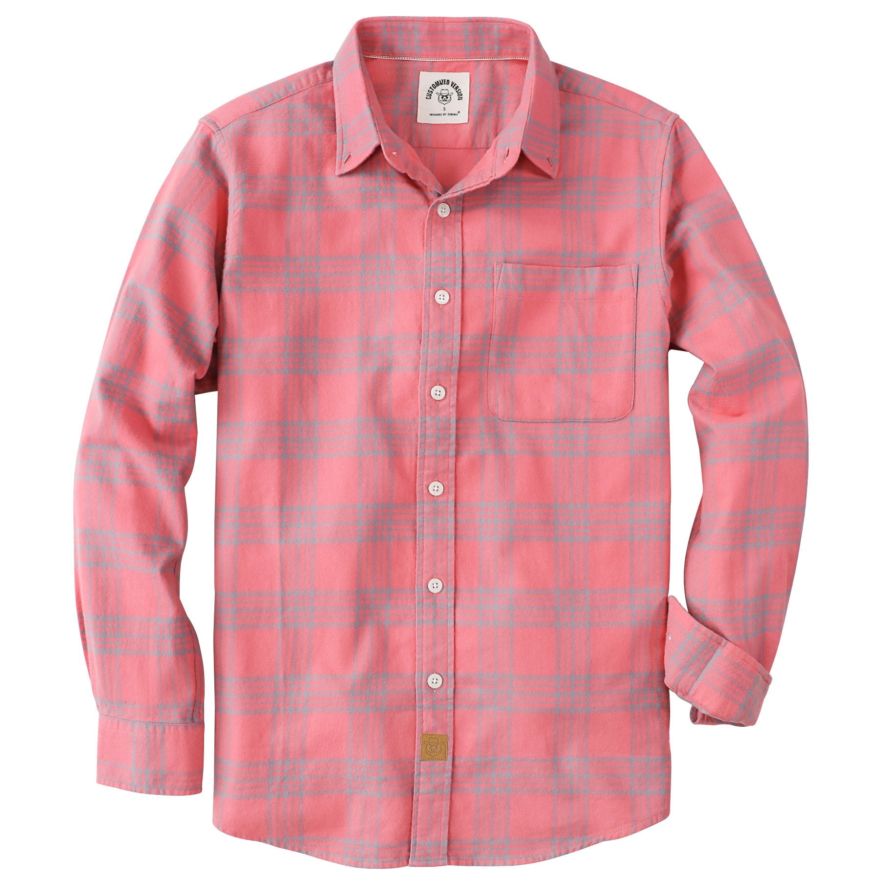 Dubinik® Portez du rose pour la sensibilisation au cancer du sein ! Chemise en flanelle 100 % coton pour homme, manches longues, à carreaux, douce et décontractée, boutonnée, n° 66024