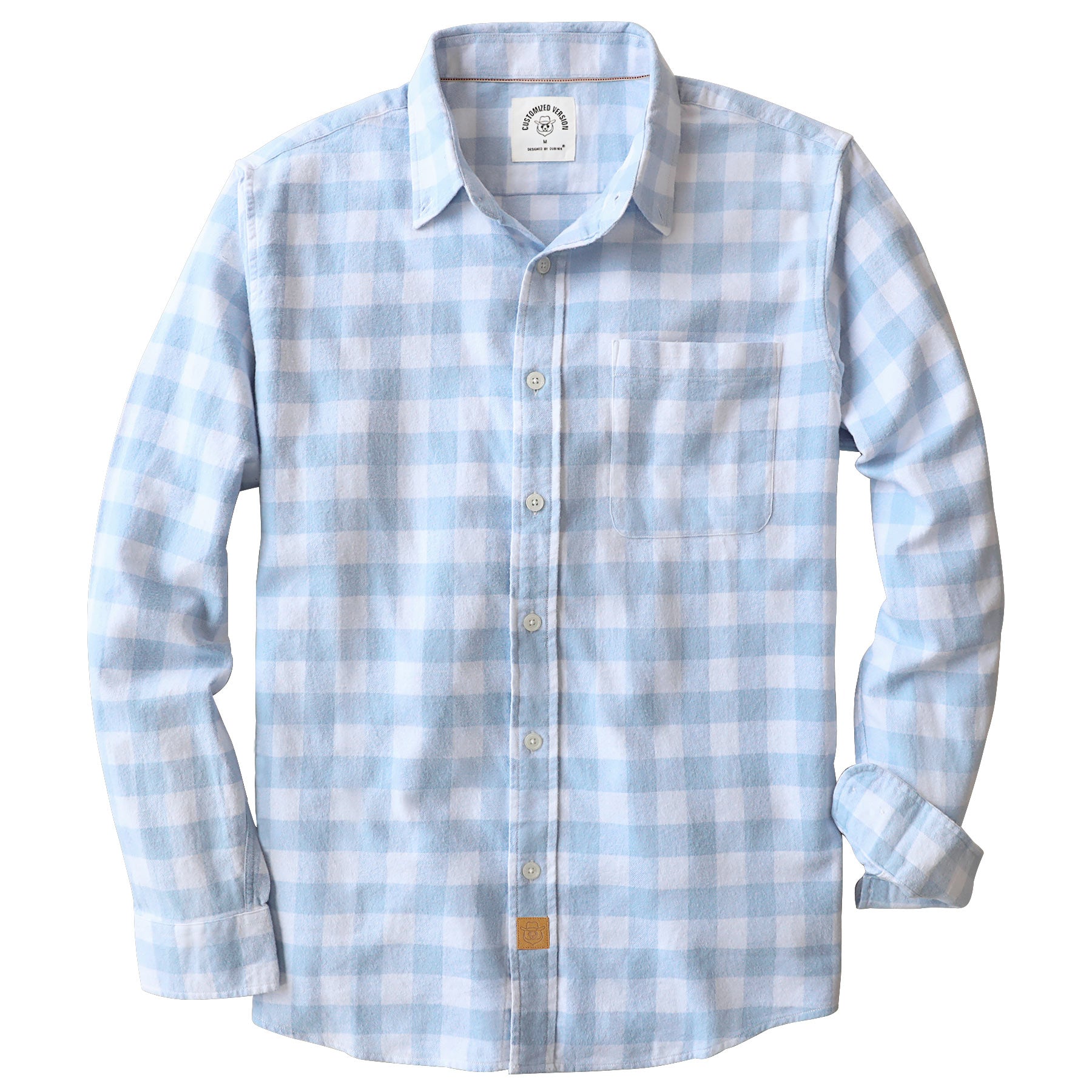 mens plaid dress shirt Dubinik 6oz Flannel Shirt for Men 100% Cotton Mens Flannel Shirts Long Sleeve Plaid Soft Casual Button Down Shirt Men#66201 3XL / Blue White