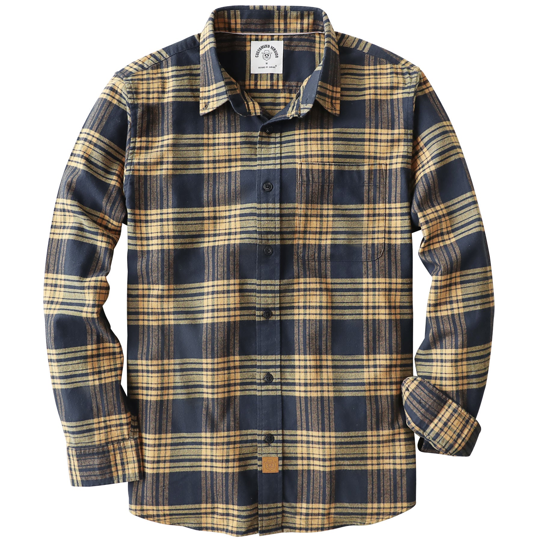 Dubinik® Flanellhemd für Herren, 100 % Baumwolle, Herren-Flanellhemden, langärmelig, kariert, weich, lässig, Button-Down-Hemd, Herren #66117