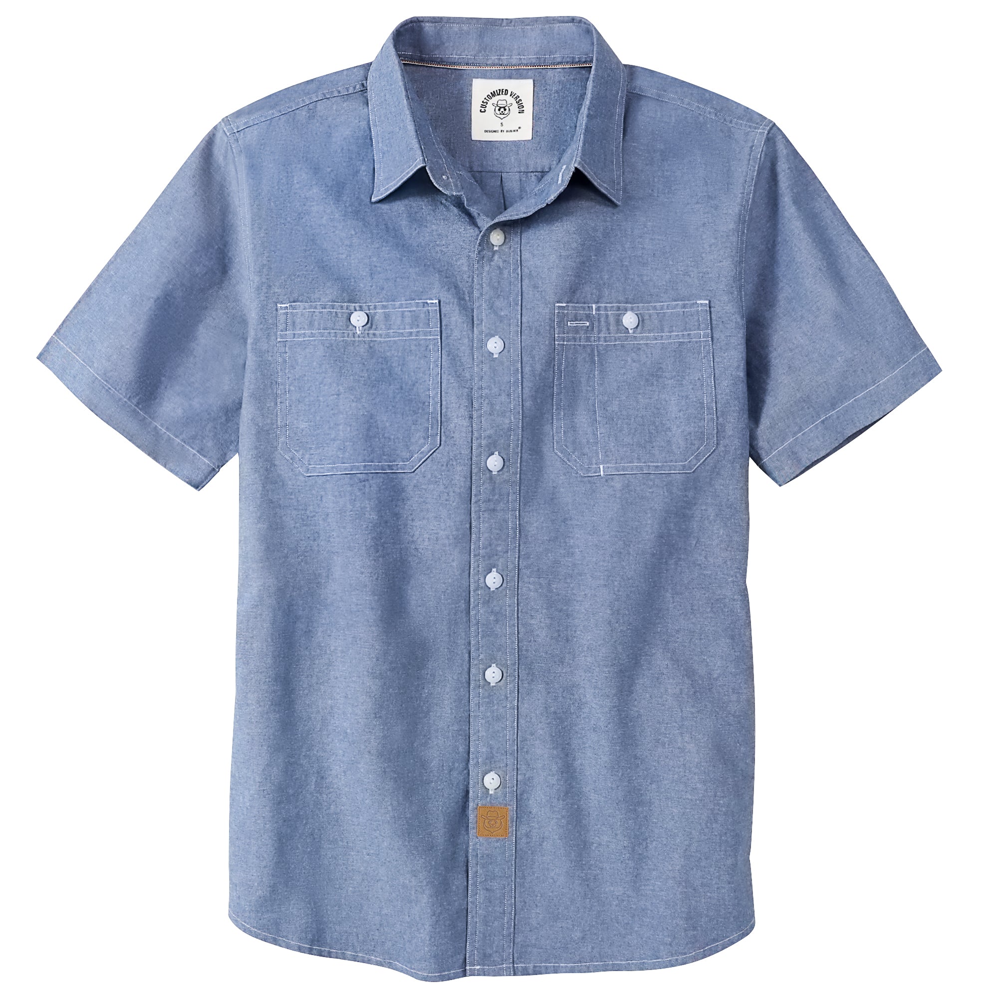 Dubinik® Chemise boutonnée à manches courtes pour homme, décontractée, en coton, coupe classique, légère, avec poches, en chambray, chemise boutonnée à manches courtes pour homme, n° 0057009