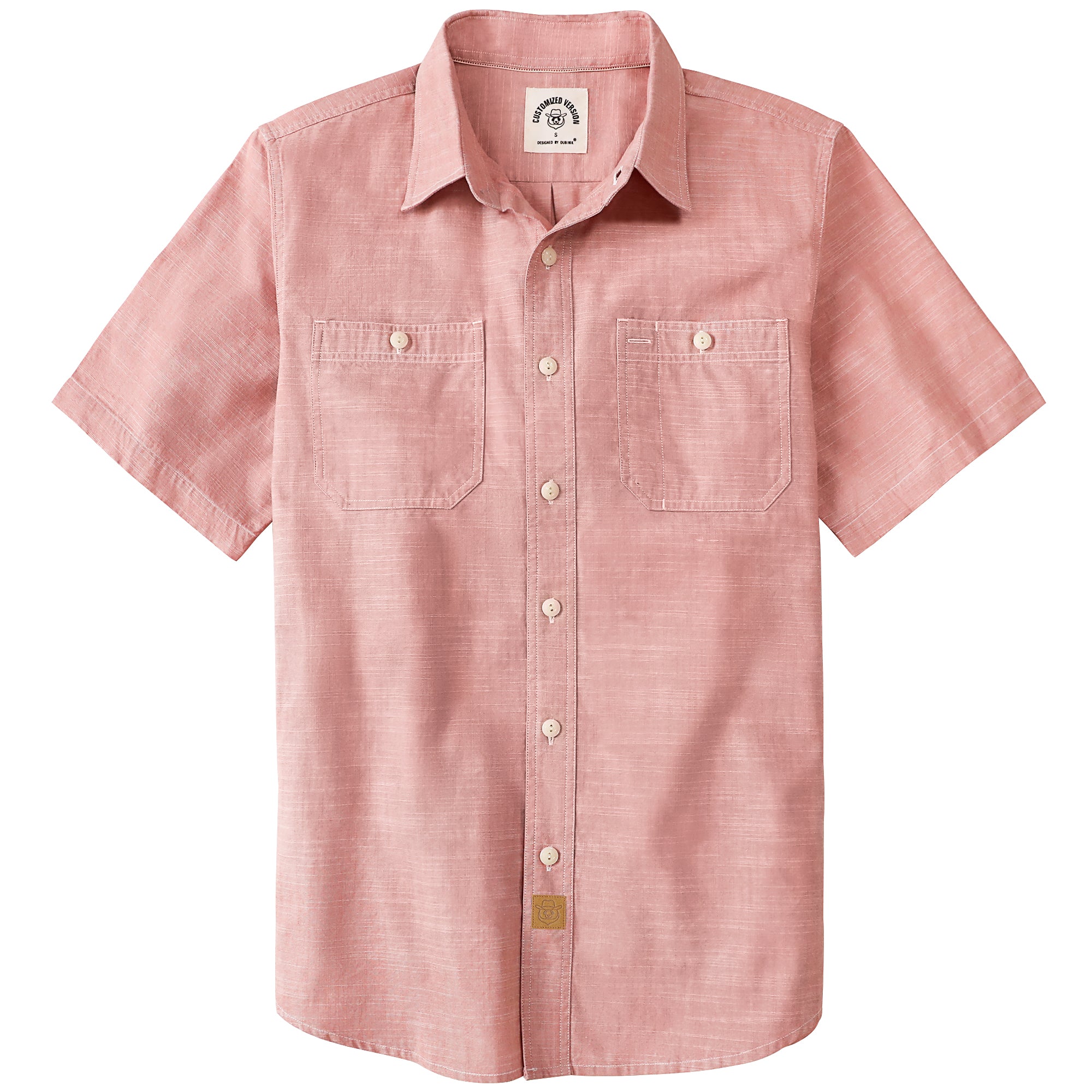 Dubinik® Mens Short Sleeve Button Down Casual Cotton Regular Fit Lightweight Pocket Chambray Mens Button Down Short Sleeve#0057002