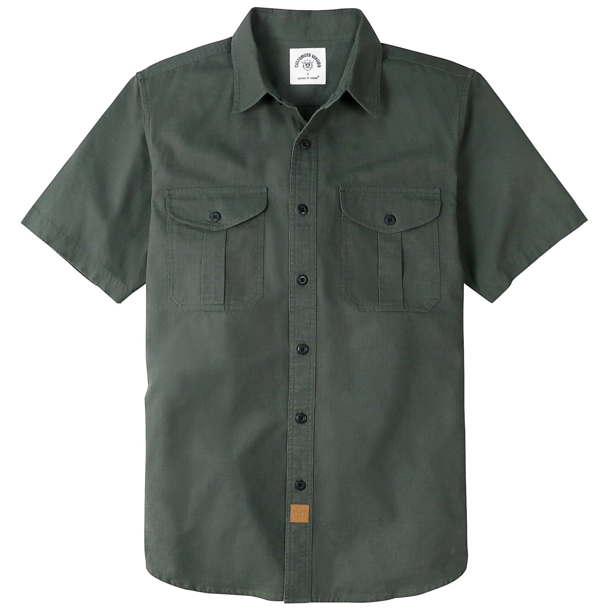 Dubinik® Mens Short Sleeve Button Down Shirts Two Pocket Vintage Mens Work Shirt Cotton Mens Shirts Casual with Stretch#0055004