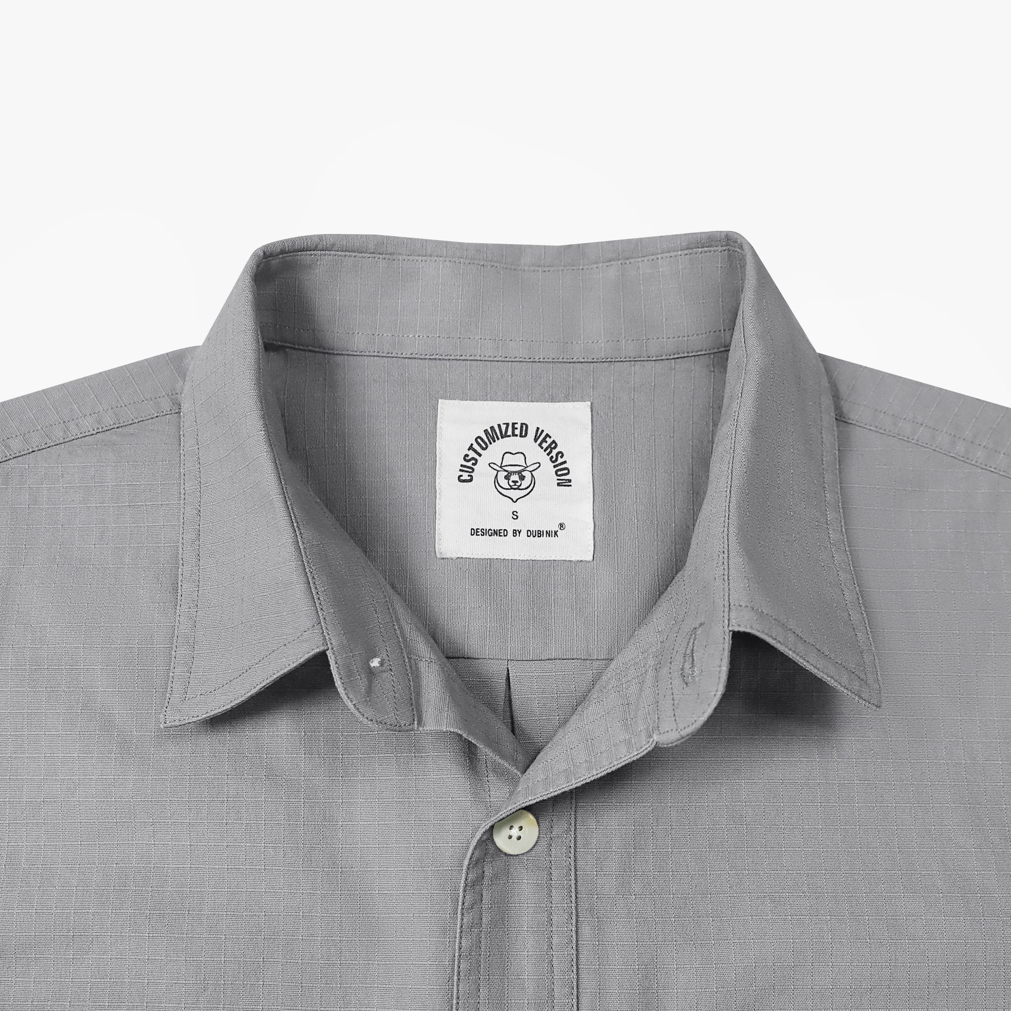 Dubinik® Mens Button Up Shirts Long Sleeve Casual Dark Gray Solid Shirts for Men Two Pocket Regular Fit Comfortable with Stretch Shirt#0056005