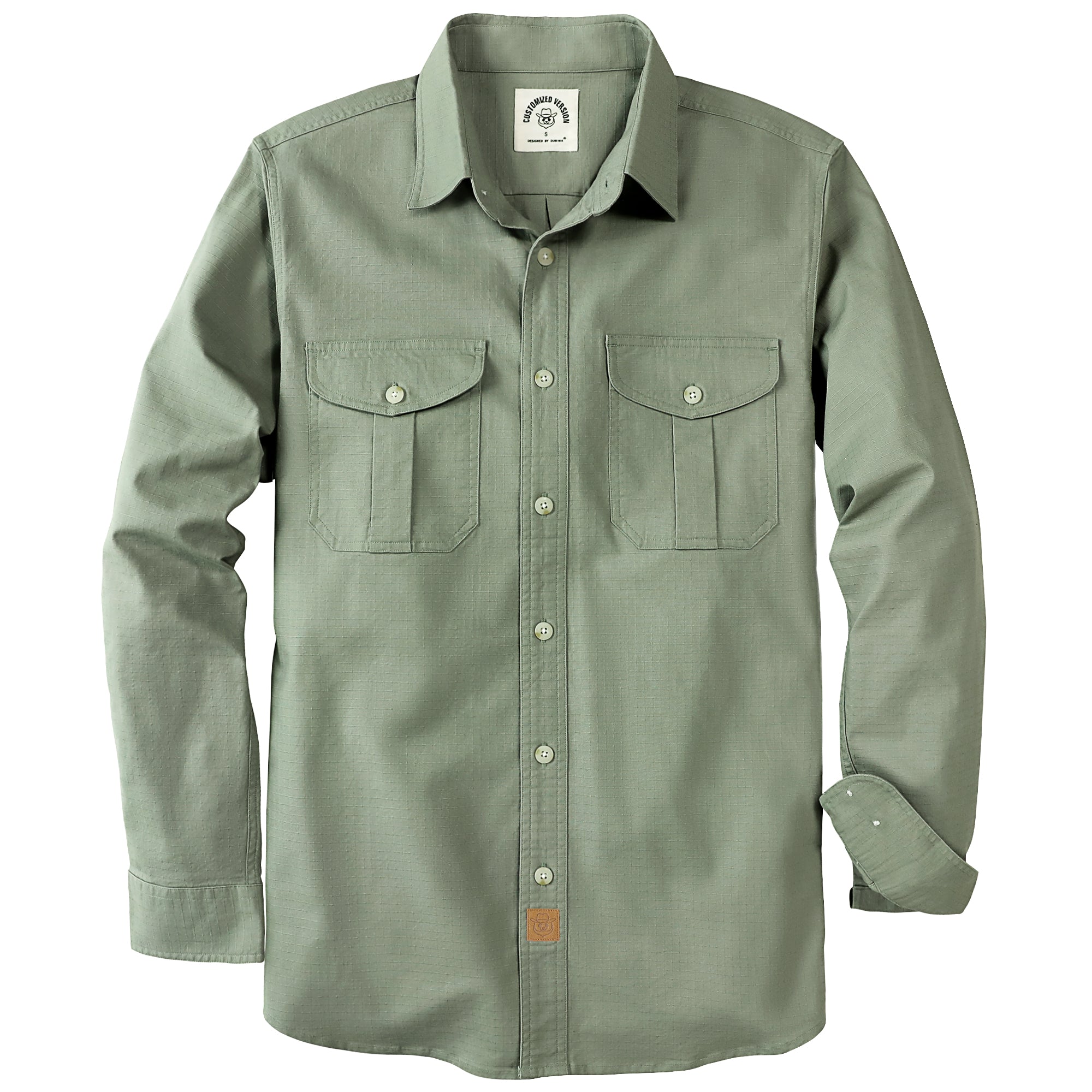 Dubinik® Mens Button Up Shirts Long Sleeve Casual Light Green Solid Shirts for Men Two Pocket Regular Fit Comfortable with Stretch Shirt#0056001