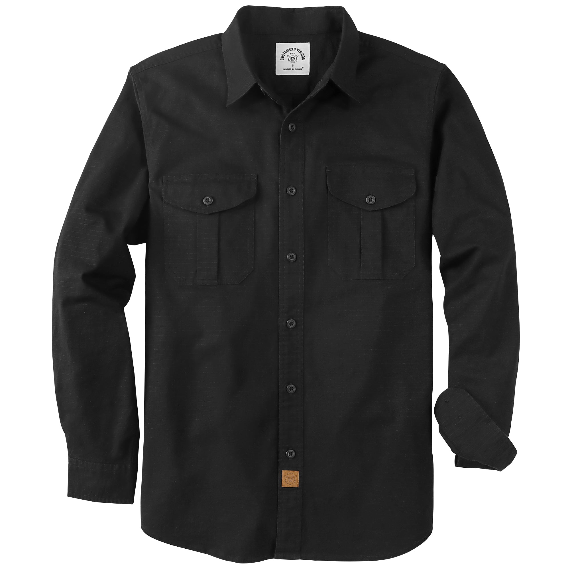 Dubinik® Mens Button Up Shirts Long Sleeve Casual Black Solid Shirts for Men Two Pocket Regular Fit Comfortable with Stretch Shirt#0056006