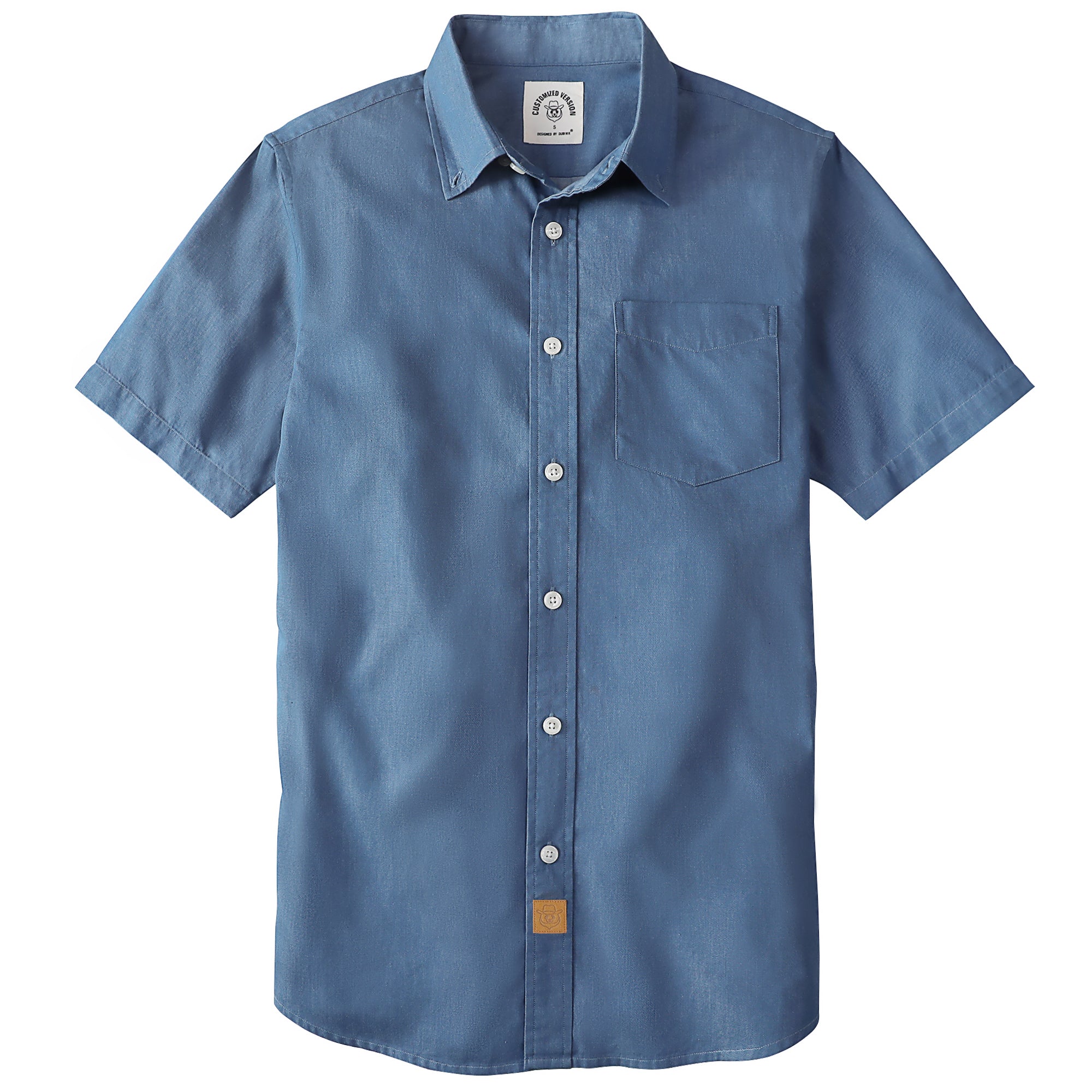 Dubinik® Denim Solid Mens Short Sleeve Button Down Shirts Summer Vintage Short Sleeve Button Down Men Lightweight Men's Casual Shirts#51034