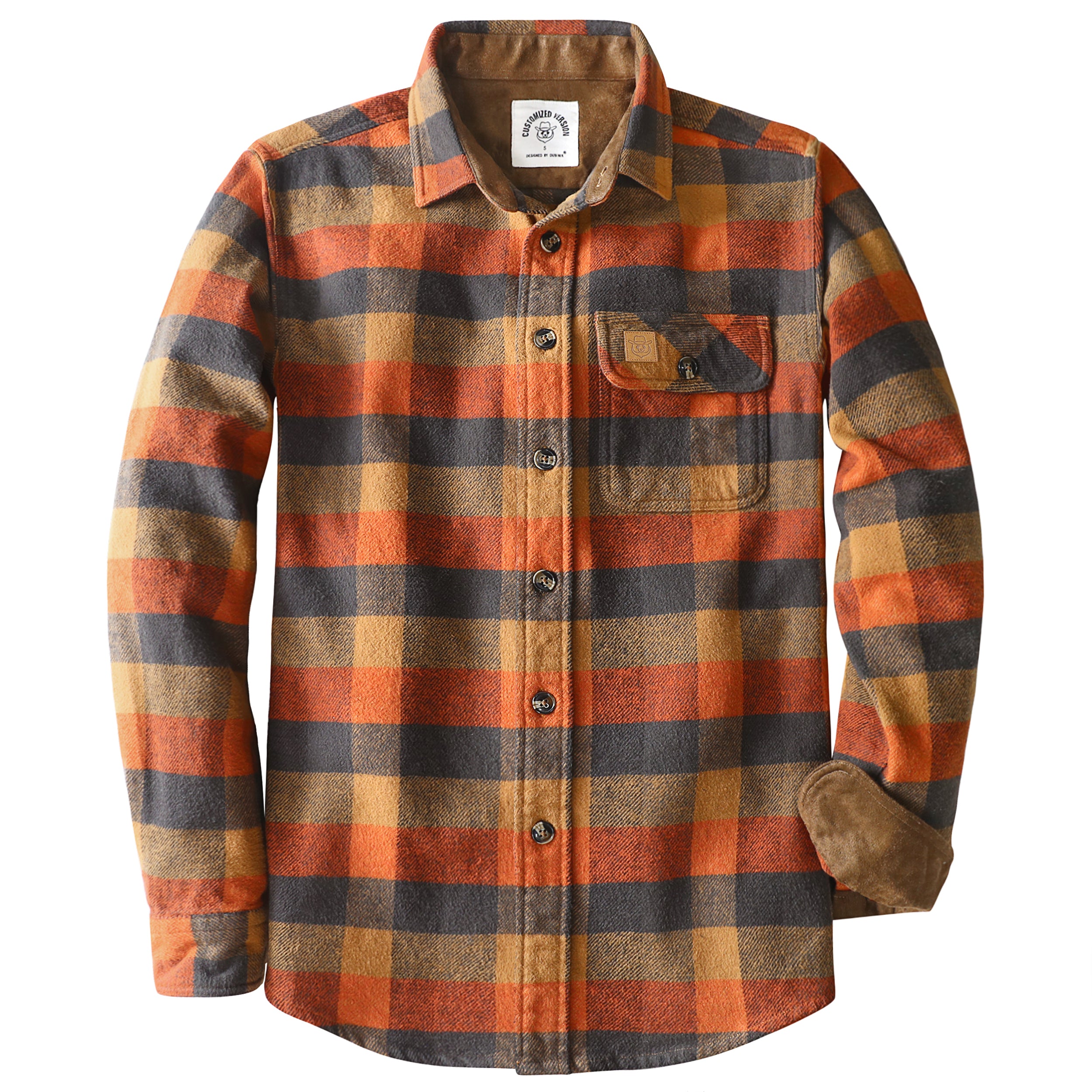 Dubinik® Mens Flannel Shirts Long Sleeve Casual Button Down Heavyweight Soft Pure Cotton Plaid Warm Suede Cuffs#0082011