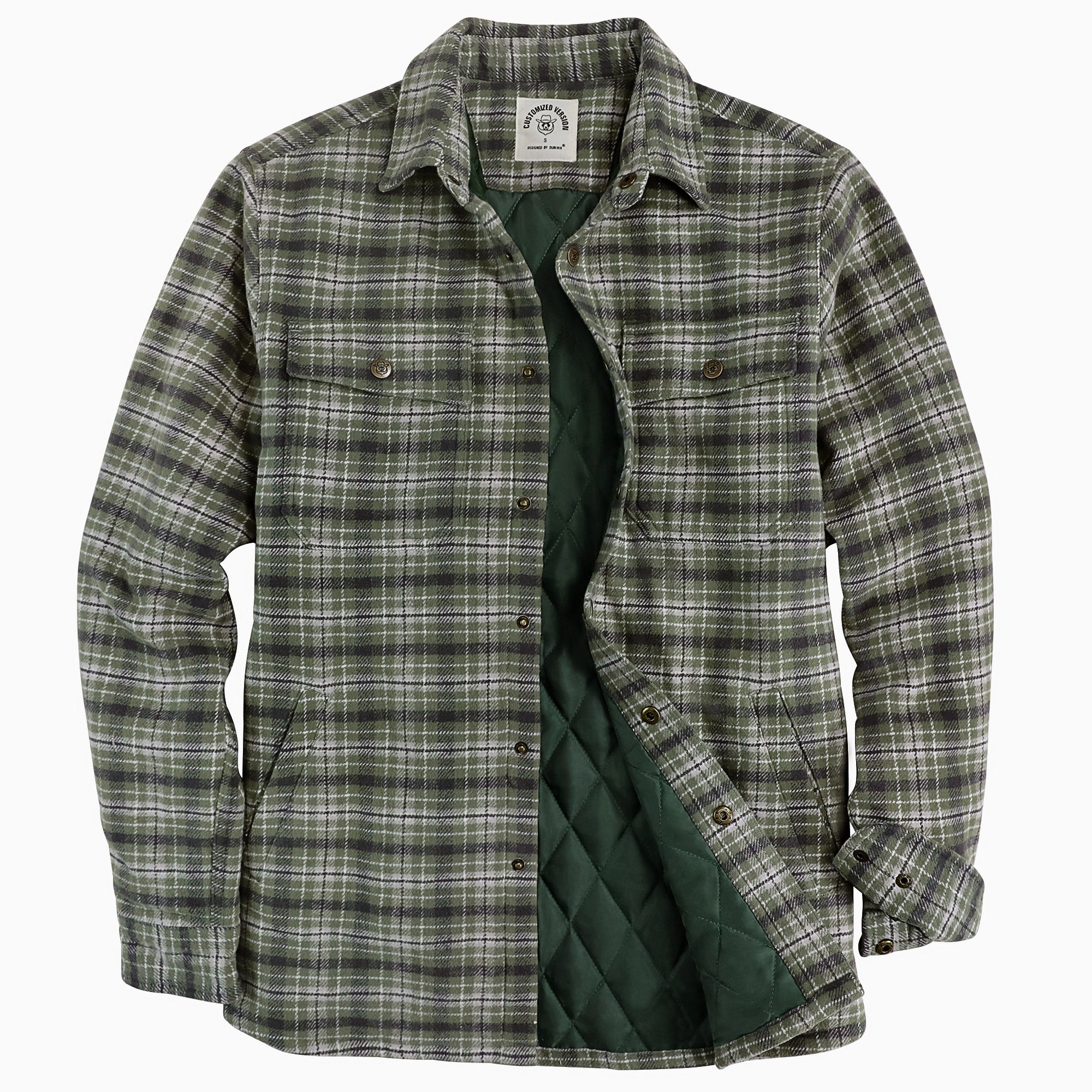 Dubinik® Mens Lightweight Jacket Cozy Warm Lined Flannel Shirts for Men Long Sleeve Snap Casual Plaid 2 Chest Pockets#0181008