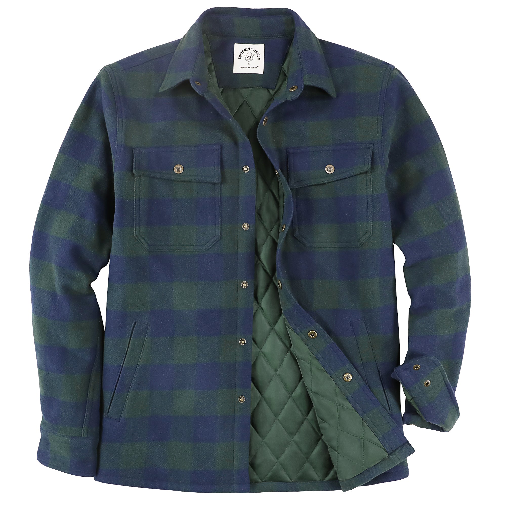 Dubinik® Men’s Overshirt Shacket – Cozy Warm-Lined Plaid Flannel, Lightweight Casual Button-Down Long Sleeve Jacket #0181016