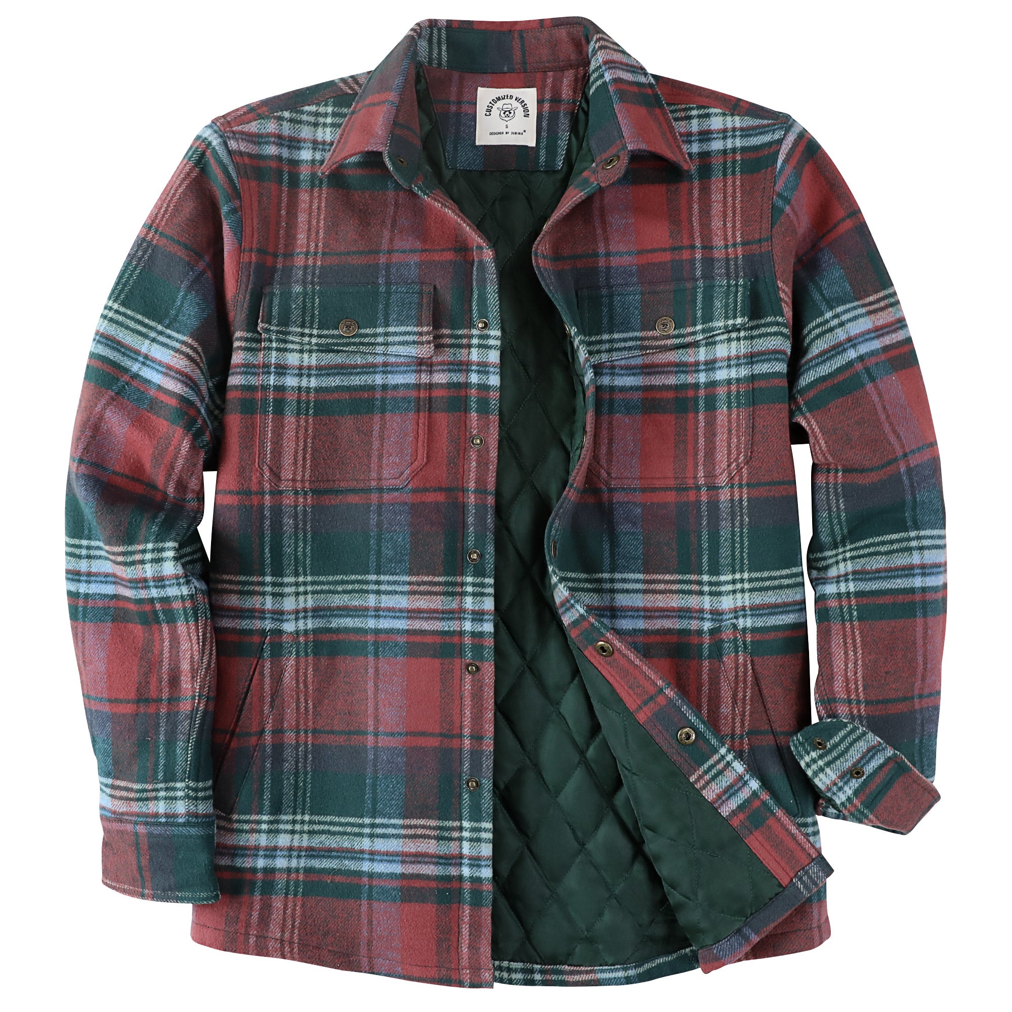 Dubinik® Mens Lightweight Jacket Cozy Warm Lined Flannel Shirts for Men Long Sleeve Snap Casual Plaid 2 Chest Pockets#0181014