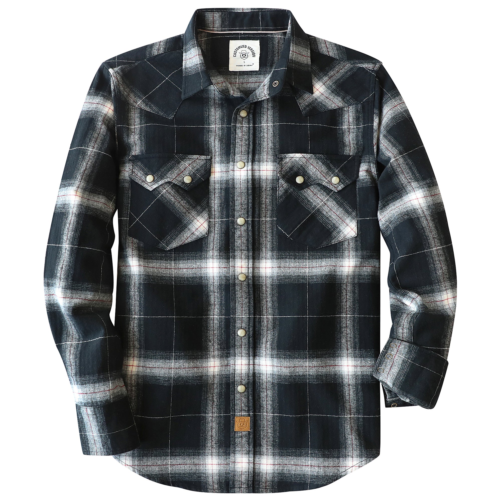 Dubinik® Flannel Shirt for Men Long Sleeve Casual Cozy Snap Button Sawtooth Pocket Western Plaid Shirts Soft Pure Cotton#37021