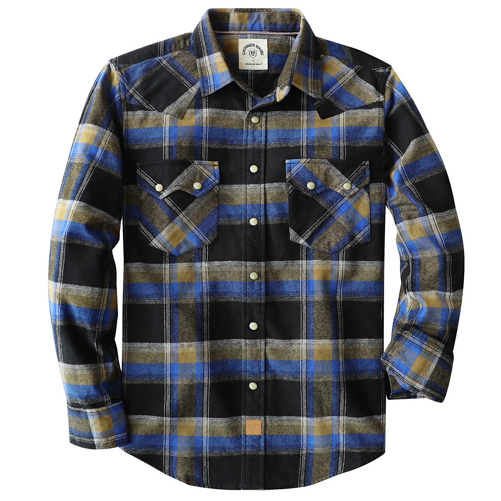 Dubinik® Flannel Shirt for Men Long Sleeve Casual Cozy Snap Button Western Plaid Shirts Soft Pure Cotton#37002