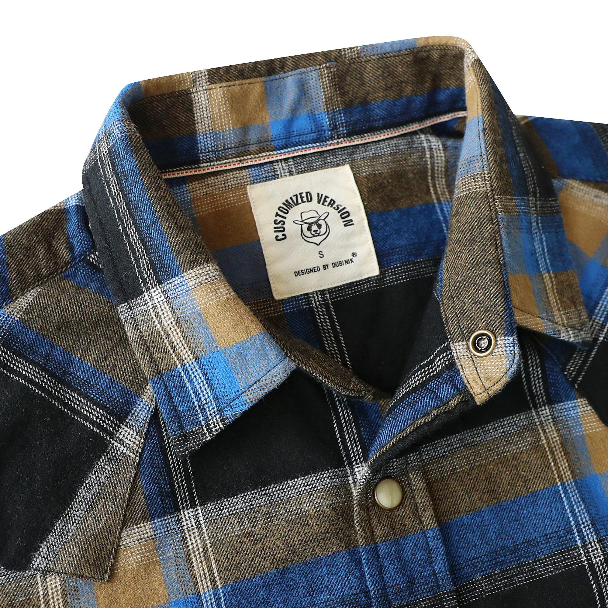 Dubinik® Flannel Shirt for Men Long Sleeve Casual Cozy Snap Button Western Plaid Shirts Soft Pure Cotton#37002
