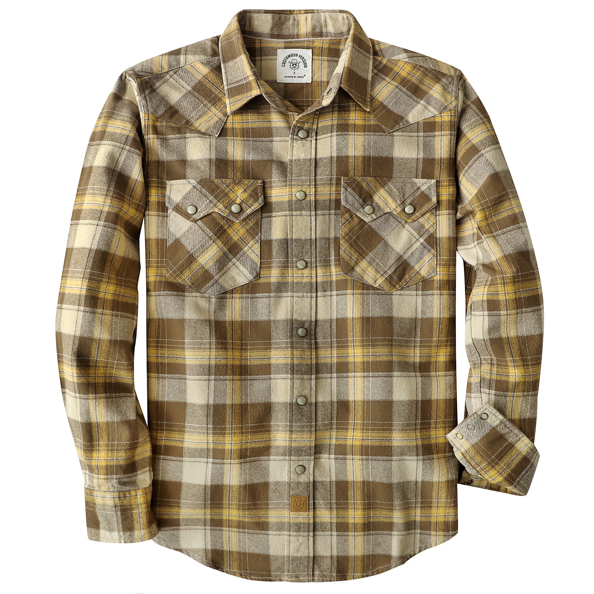 Dubinik® Flannel Shirt for Men Long Sleeve Casual Cozy Snap Button Western Plaid Shirts Soft Pure Cotton#37003
