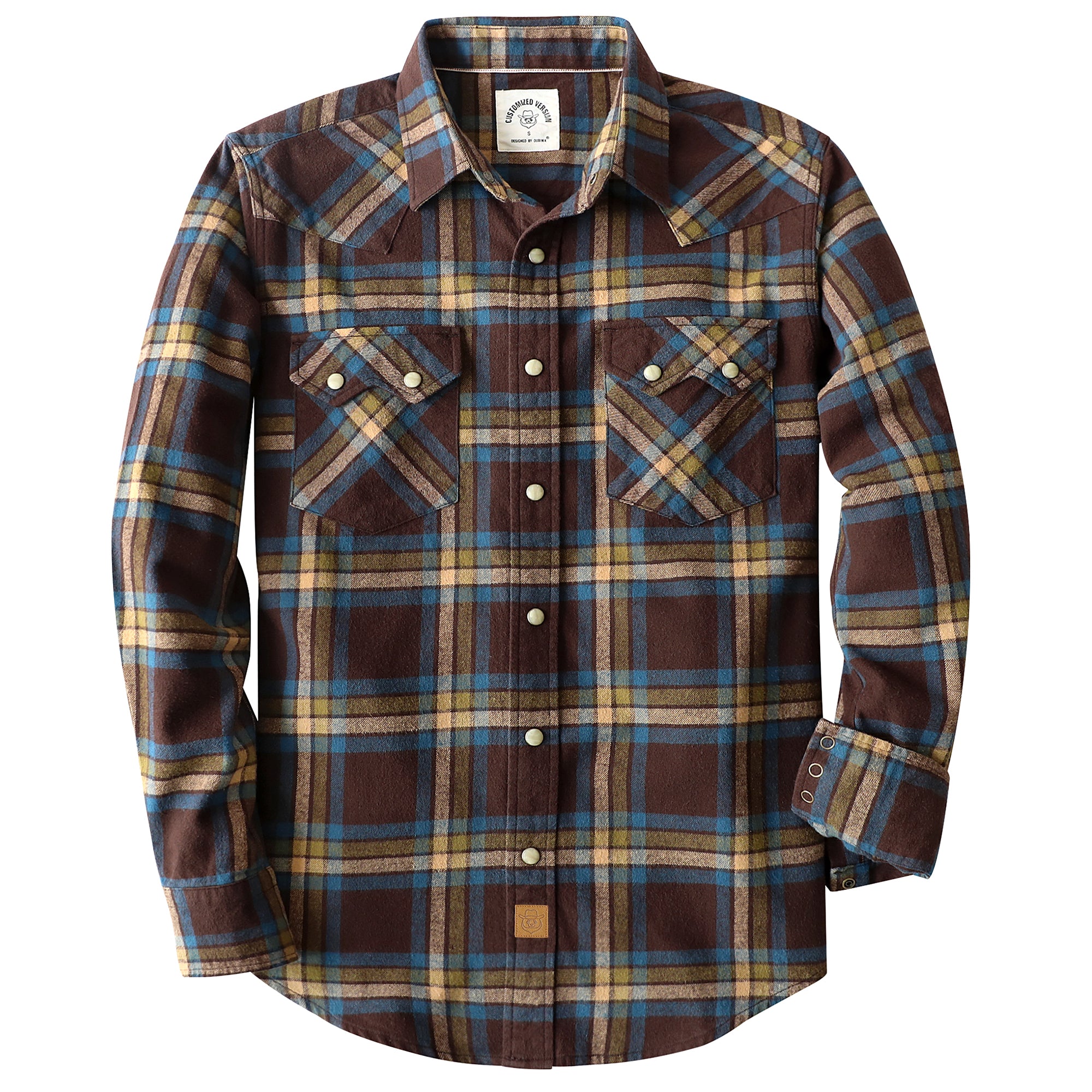 Dubinik® Flannel Shirt for Men Long Sleeve Casual Cozy Snap Button Western Plaid Shirts Soft Pure Cotton#37004