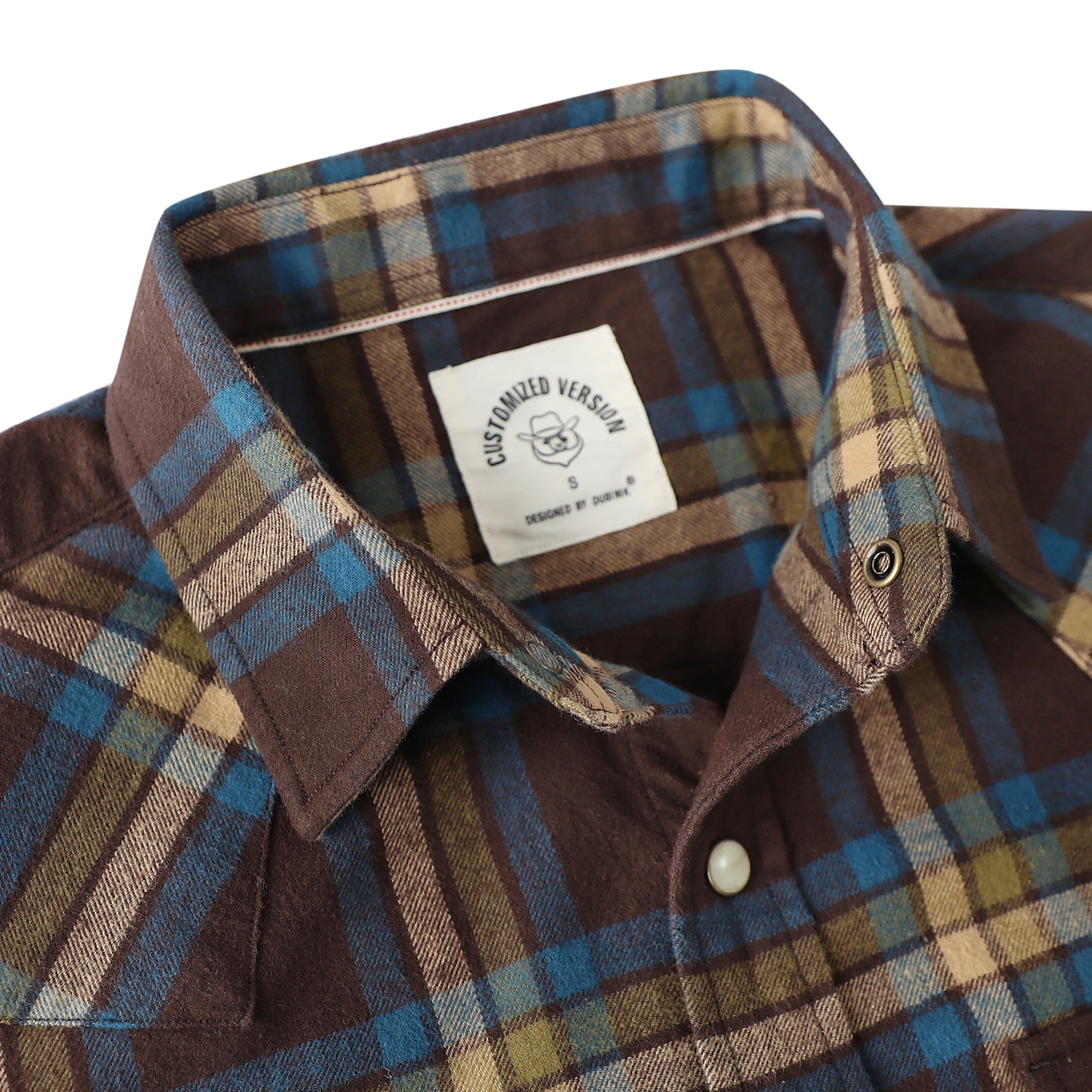 Dubinik® Flannel Shirt for Men Long Sleeve Casual Cozy Snap Button Western Plaid Shirts Soft Pure Cotton#37004