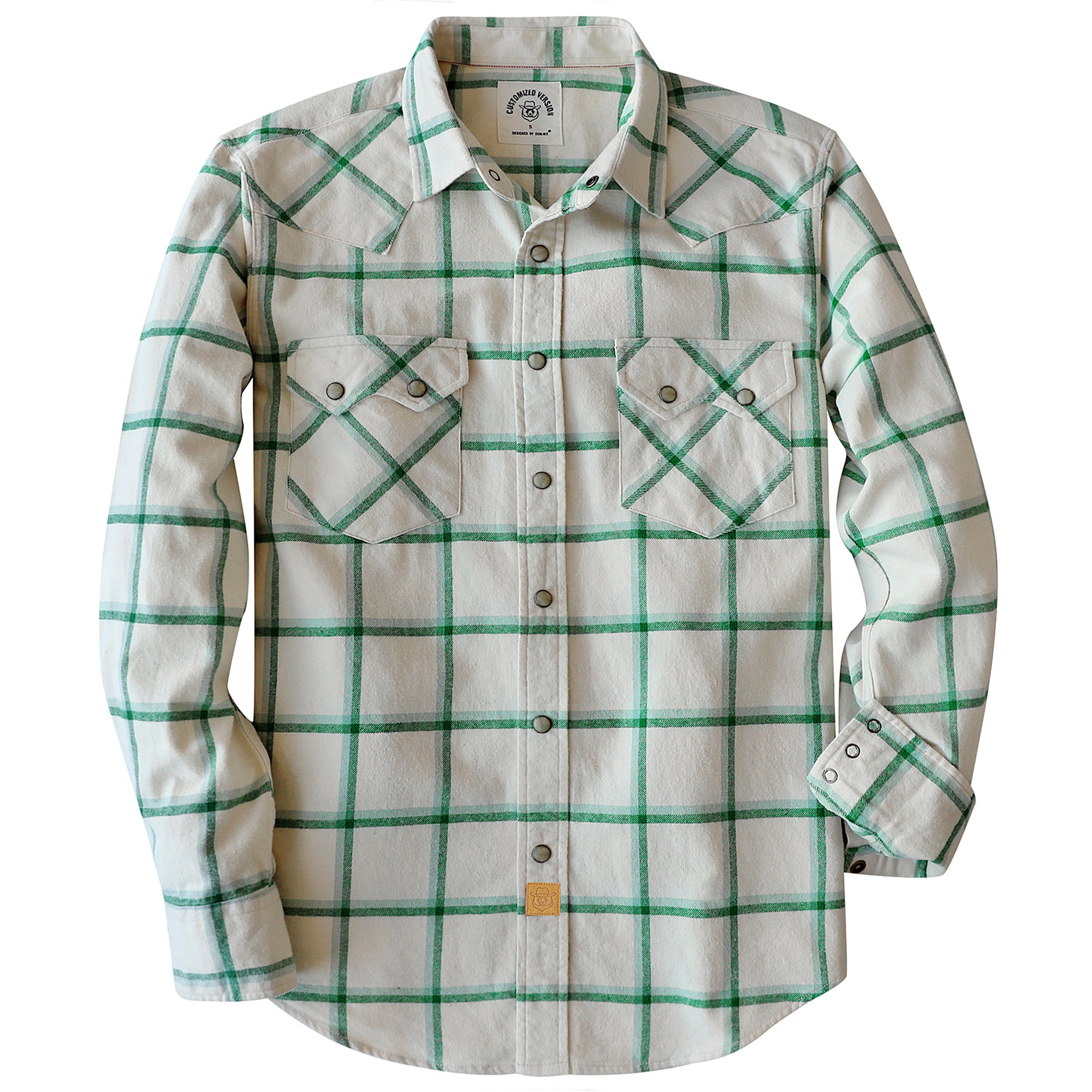 Dubinik® Green Flannel Shirt for Men Long Sleeve Casual Cozy Snap Button Western Plaid Shirts Soft Pure Cotton#37018