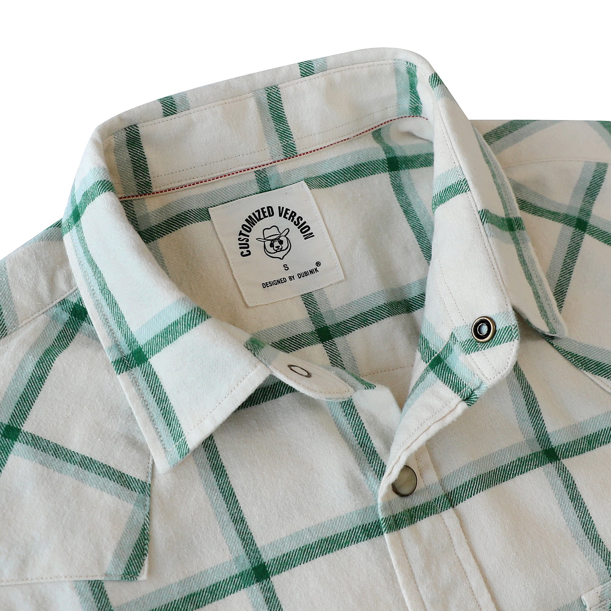 Dubinik® Green Flannel Shirt for Men Long Sleeve Casual Cozy Snap Button Western Plaid Shirts Soft Pure Cotton#37018