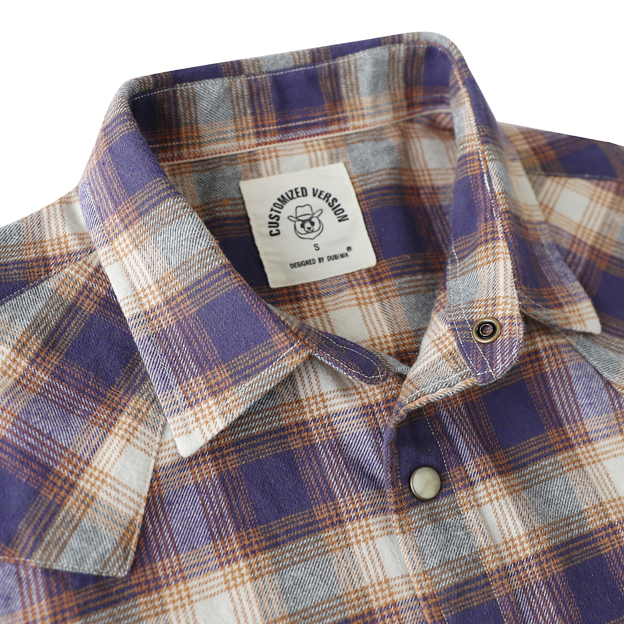 Dubinik® Flannel Shirt for Men Long Sleeve Casual Cozy Snap Button Western Plaid Shirts Soft Pure Cotton#37012
