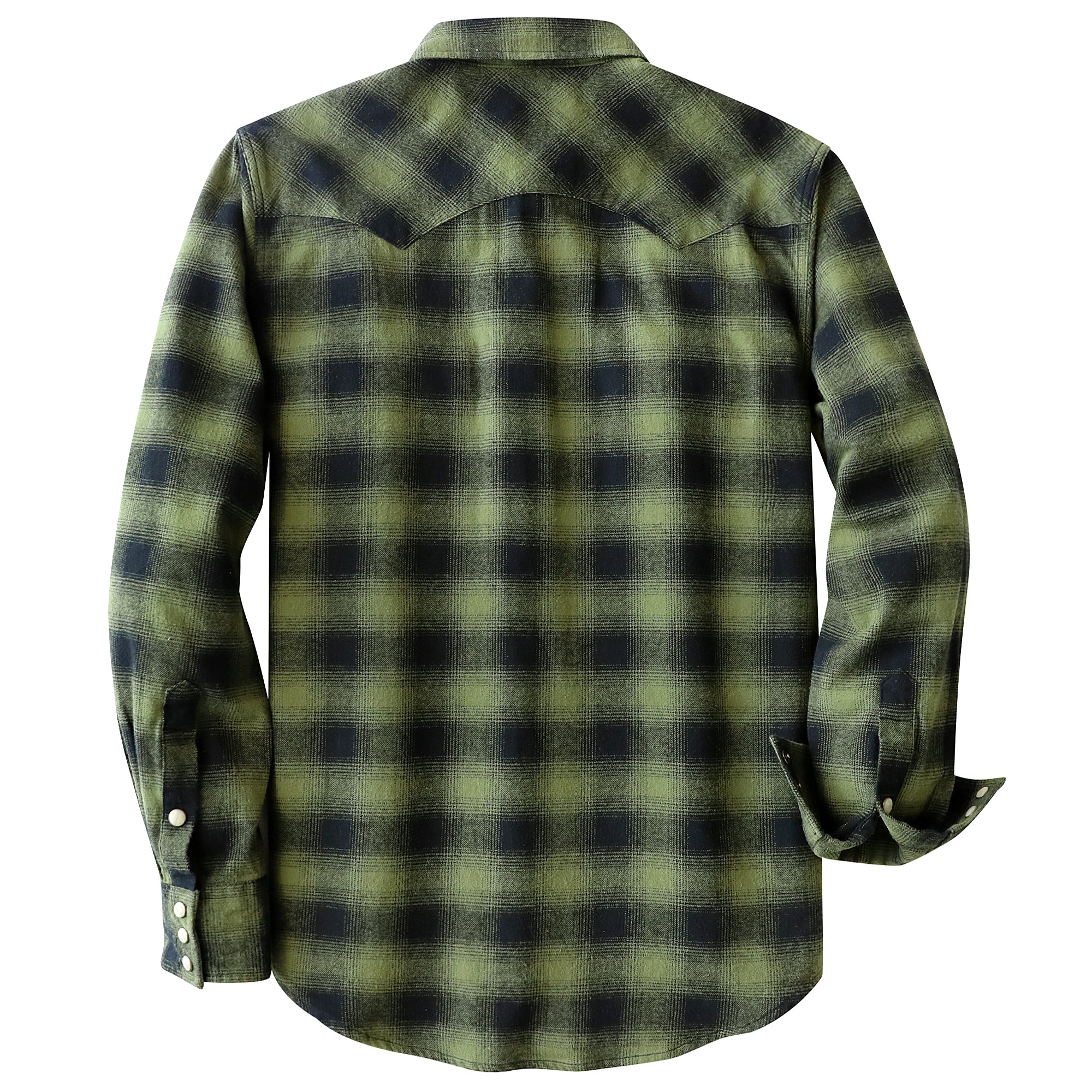 Dubinik® Green Flannel Shirt for Men Long Sleeve Casual Cozy Snap Button Western Plaid Shirts Soft Pure Cotton#37007