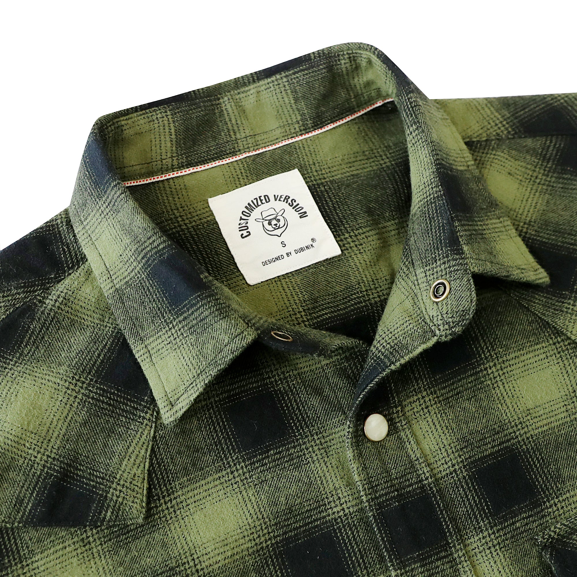 Dubinik® Green Flannel Shirt for Men Long Sleeve Casual Cozy Snap Button Western Plaid Shirts Soft Pure Cotton#37007