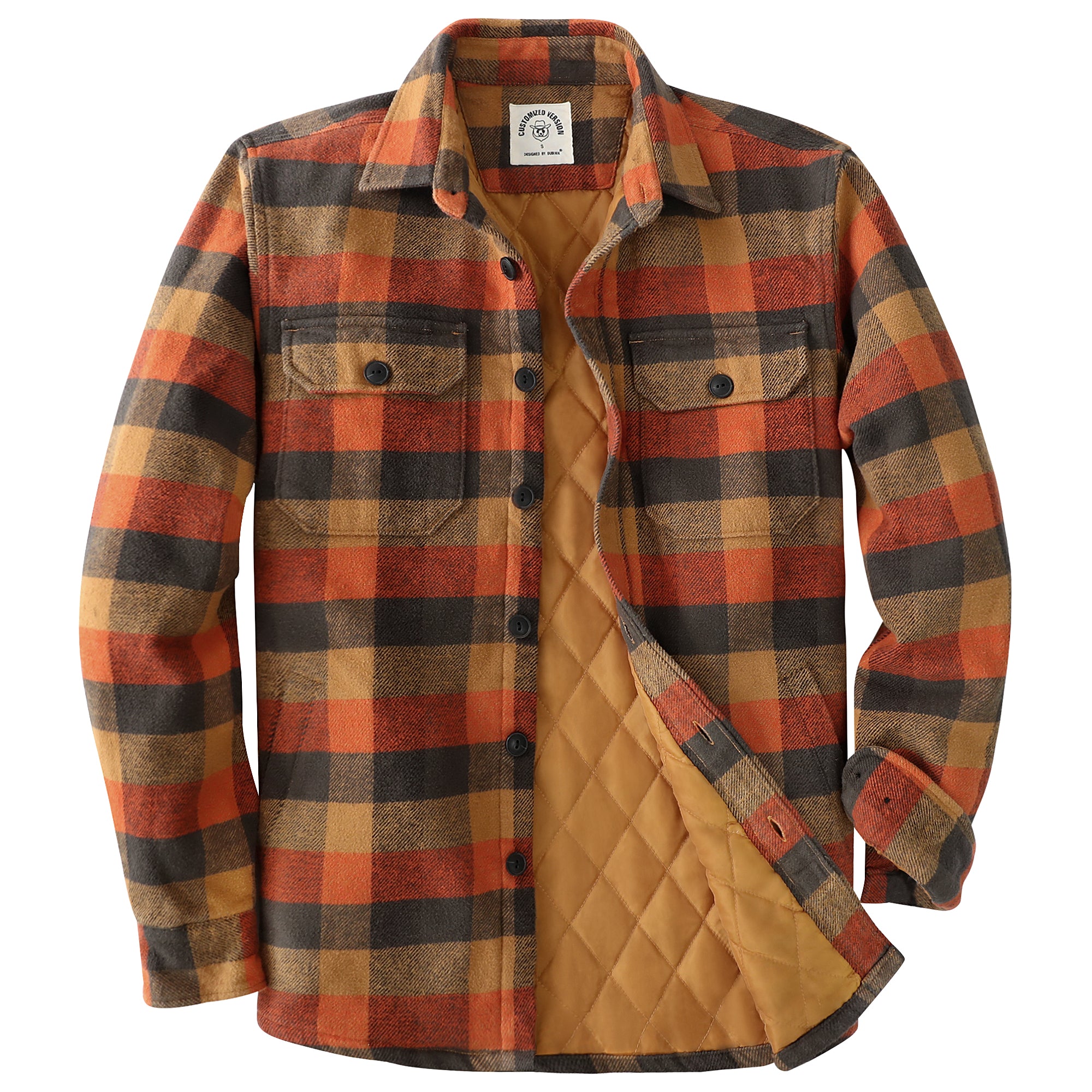 Dubinik® Mens Shacket Flannel Warm Lined Coats Lightweight Jacket Casu