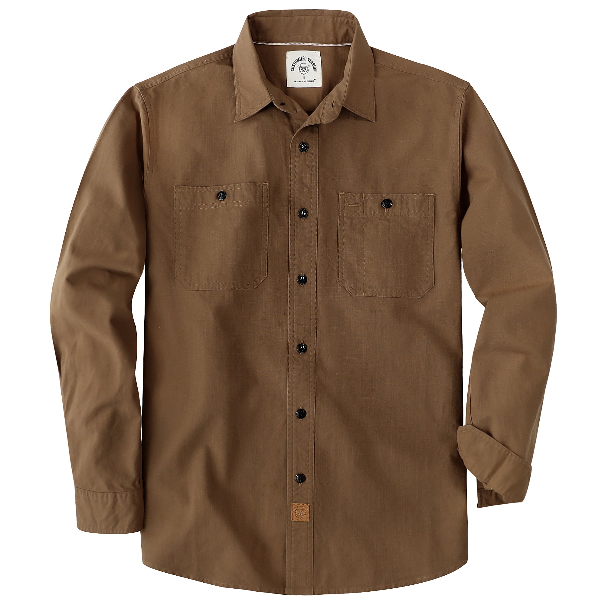 Dubinik® Light Blue Chambray Long Sleeve Button-Front Closure Pocket Cotton Workshirt#58011