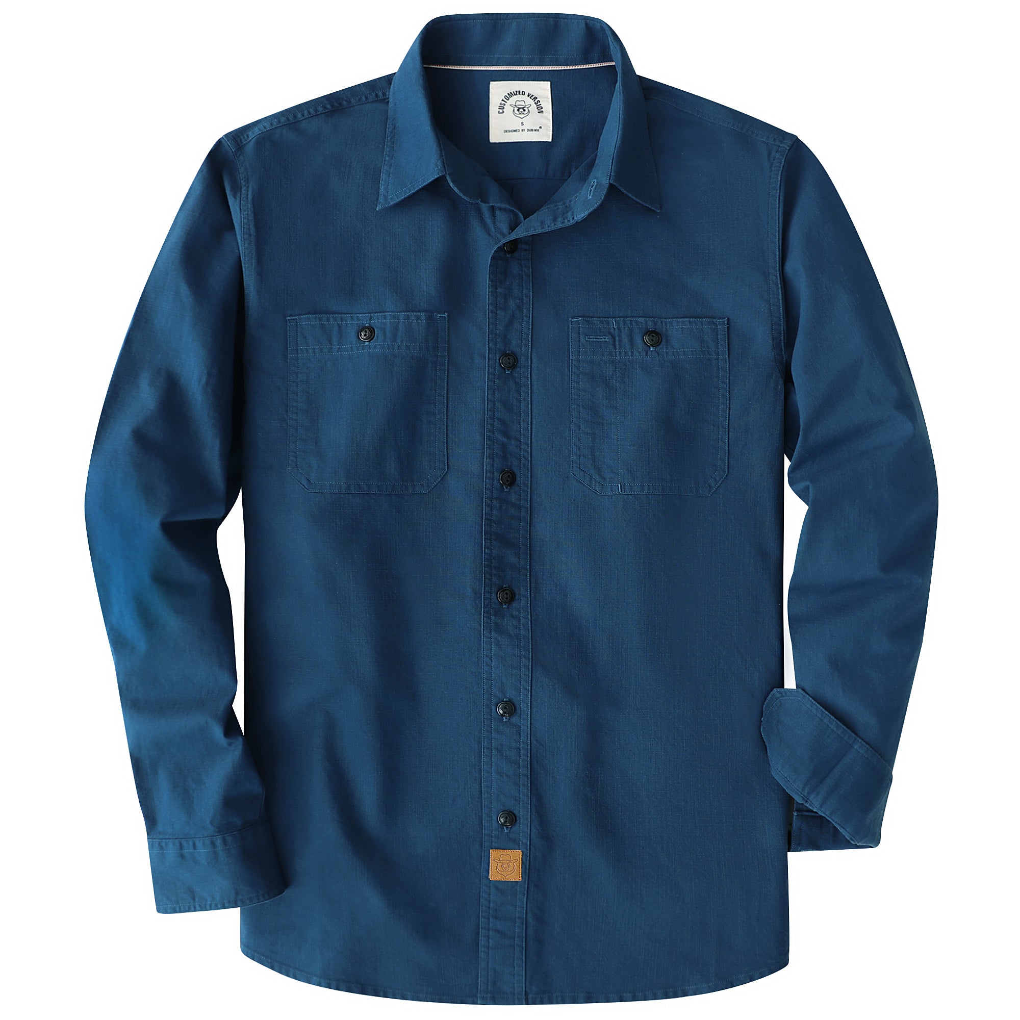 Dubinik® Light Blue Chambray Long Sleeve Button-Front Closure Pocket Cotton Workshirt#58015