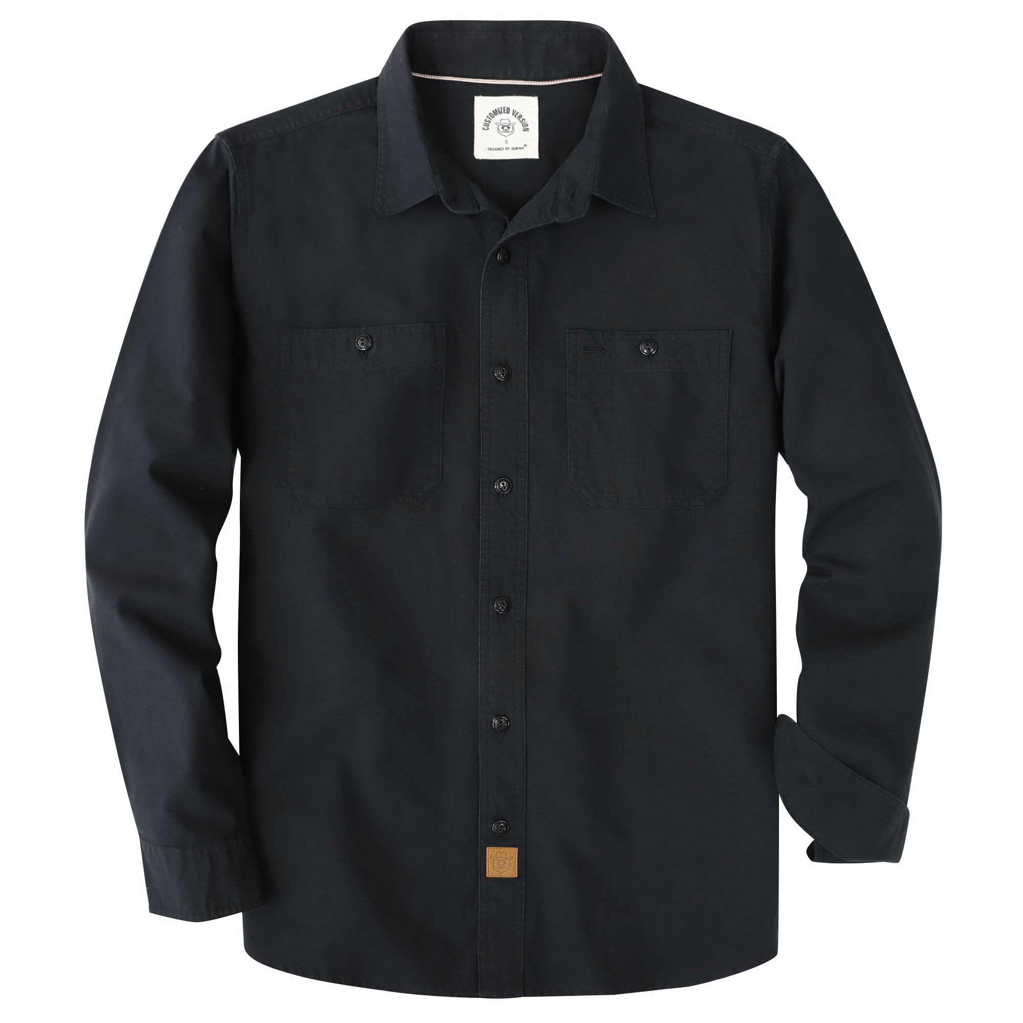 Dubinik® Light Blue Chambray Long Sleeve Button-Front Closure Pocket Cotton Workshirt#58013