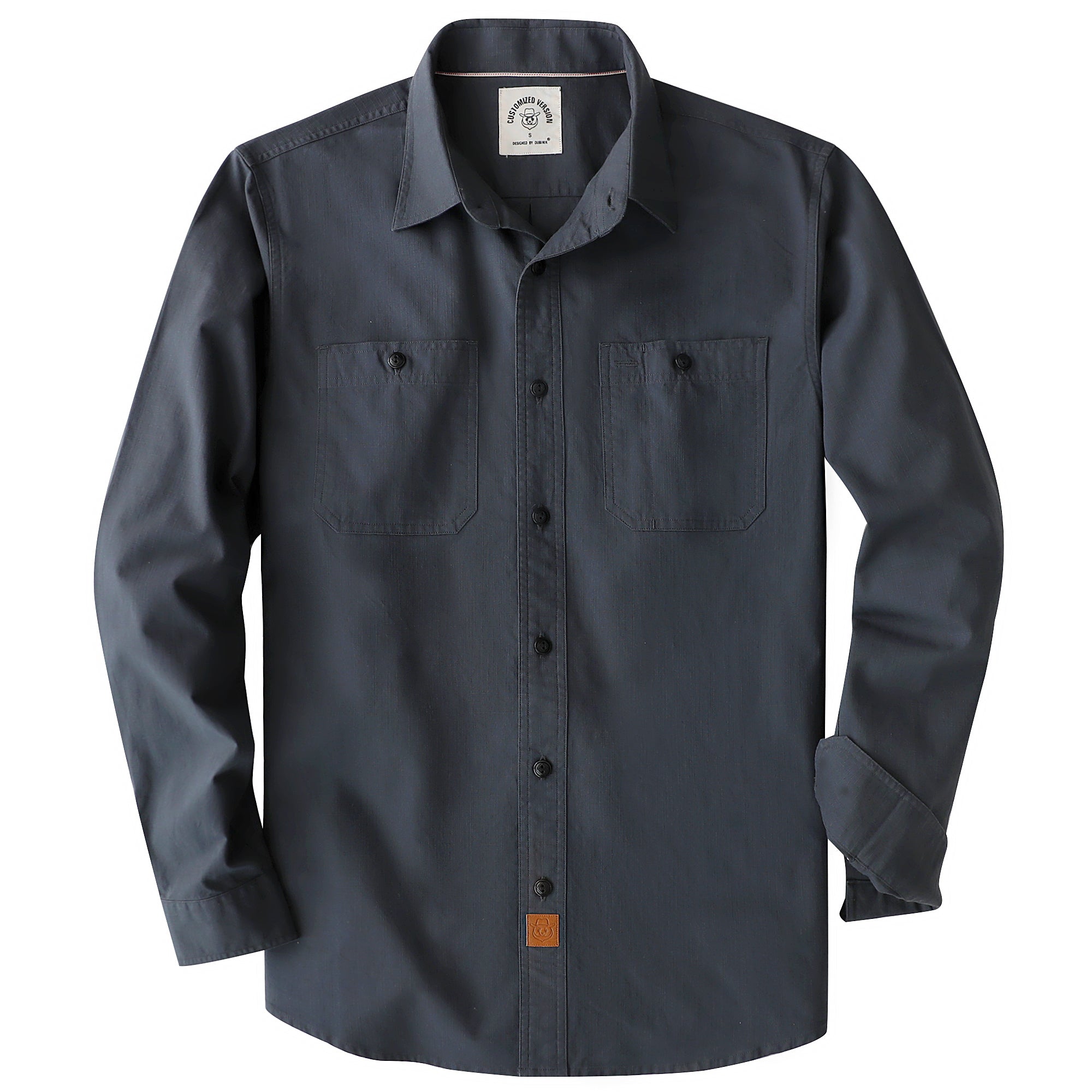 Dubinik® Light Blue Chambray Long Sleeve Button-Front Closure Pocket Cotton Workshirt#58016