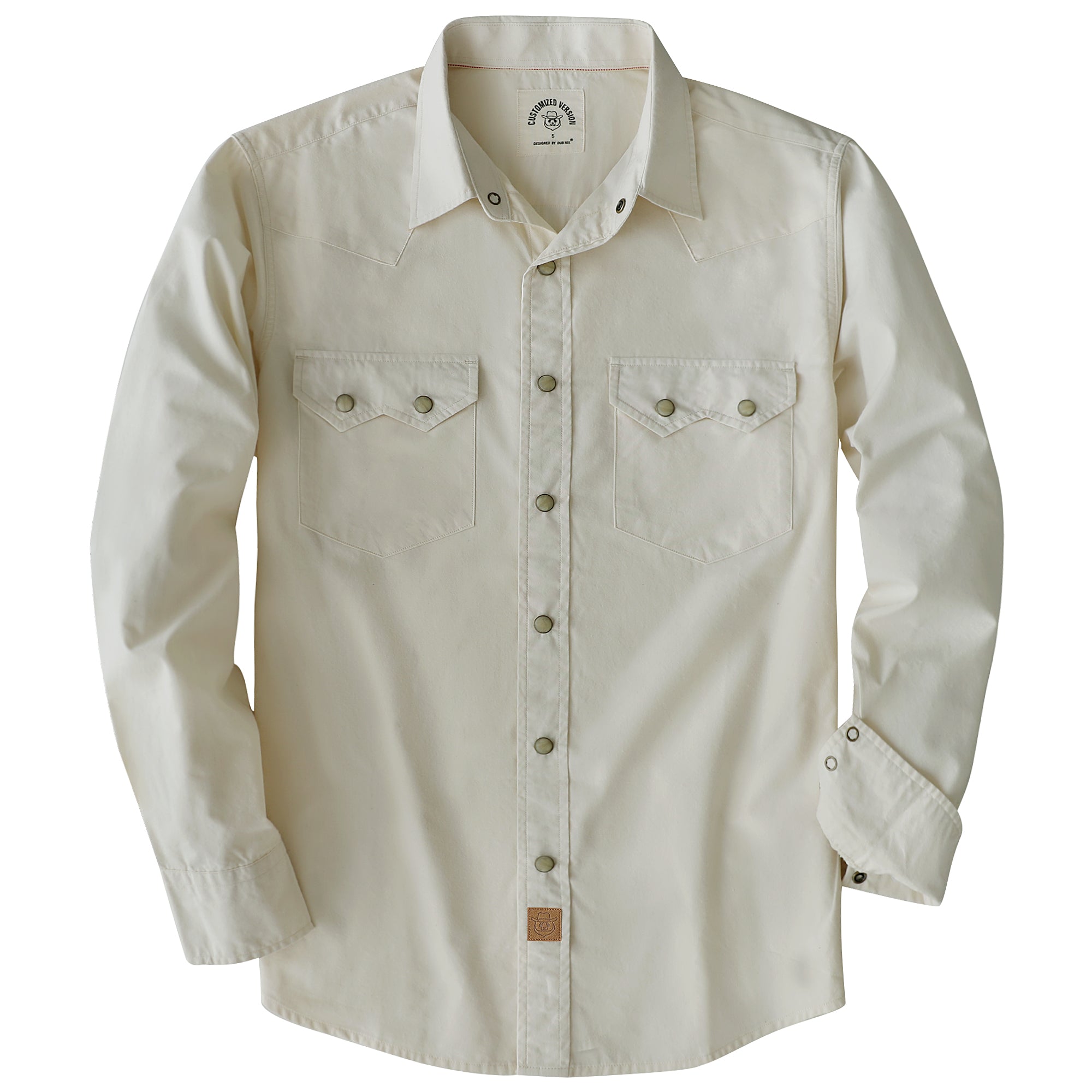 Dubinik® Pearl Snap Solid Beige Shirts For Men Long Sleeve Lightweight Casual Western Plaid Cowboy Cotton Vintage Work Shirt#48032