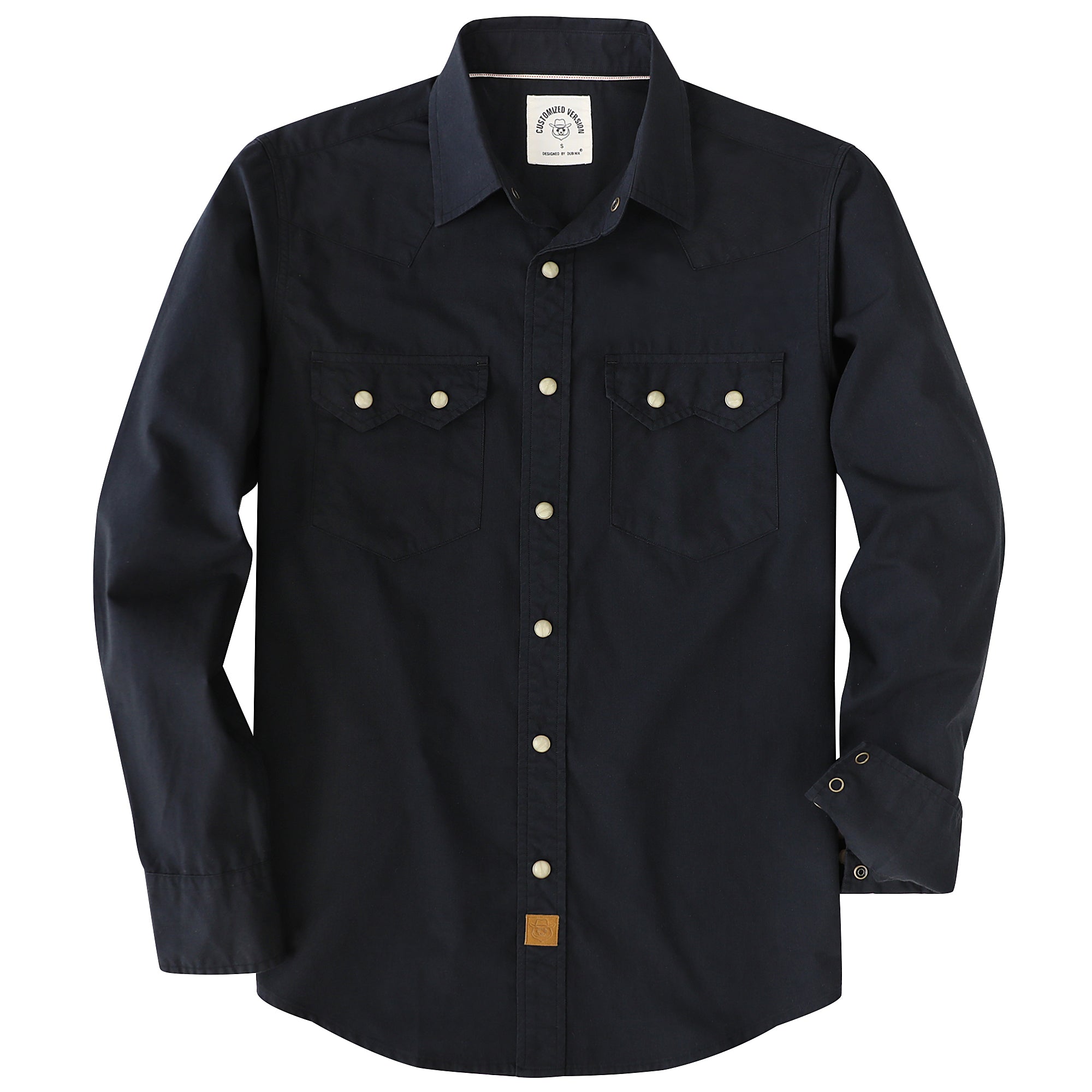 Dubinik® Pearl Snap Solid Black Shirts For Men Long Sleeve Lightweight Casual Western Plaid Cowboy Cotton Vintage Work Shirt#48028