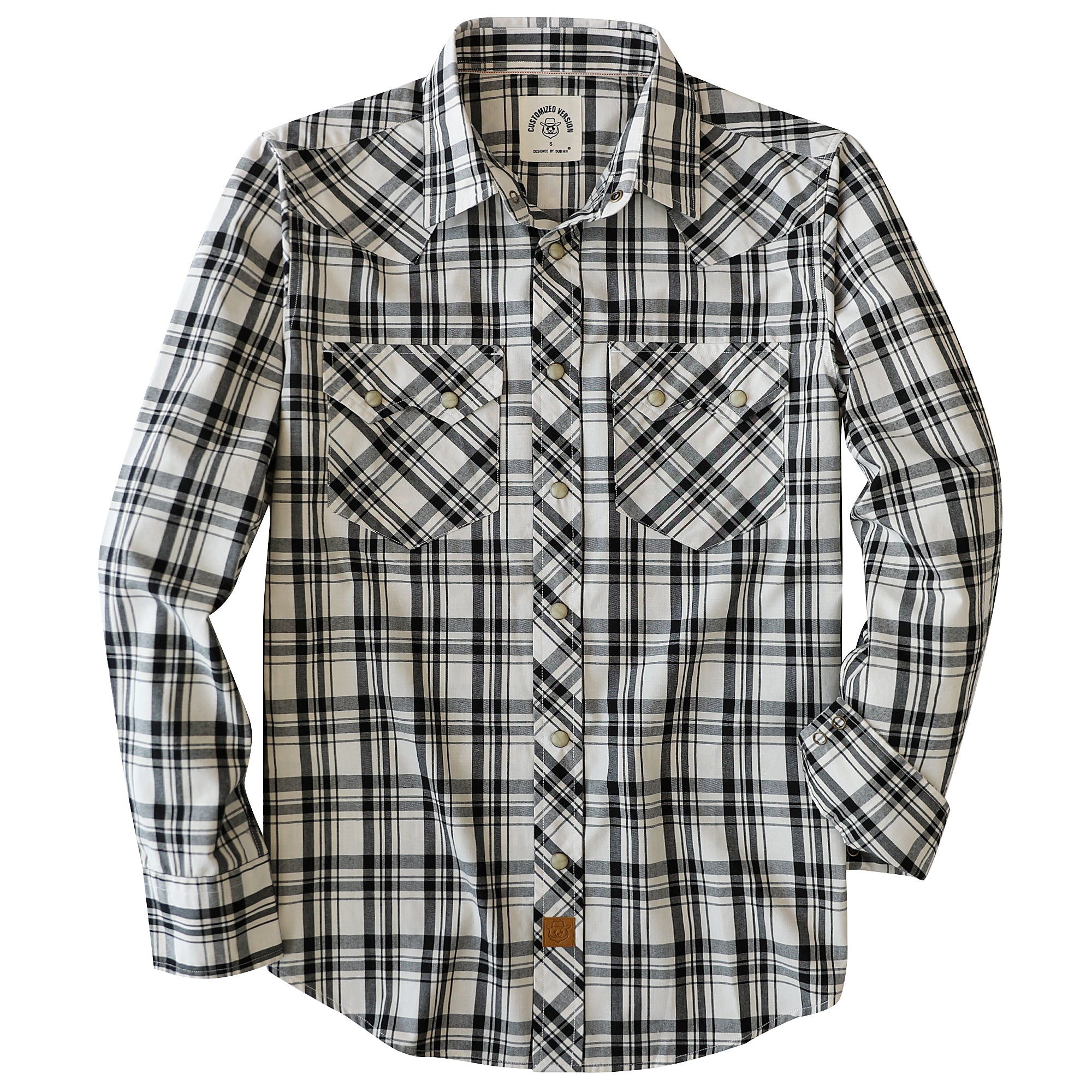 Dubinik® Pearl Snap Shirts For Men Long Sleeve Lightweight Casual Western Plaid Cowboy Cotton Vintage Work Shirt#48009
