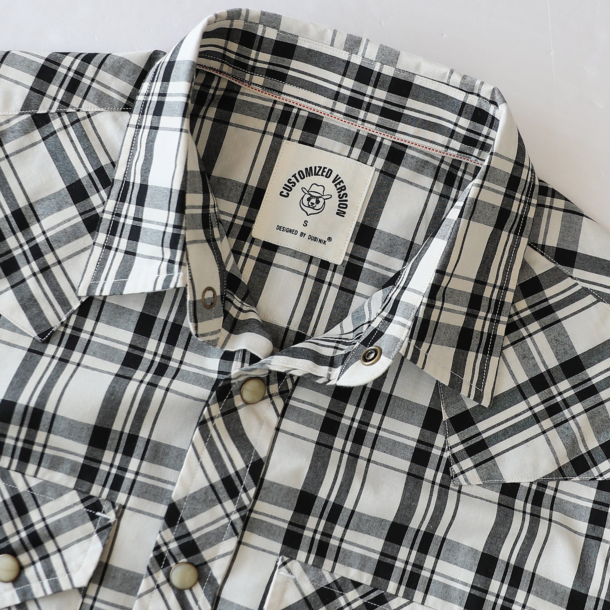 Dubinik® Pearl Snap Shirts For Men Long Sleeve Lightweight Casual Western Plaid Cowboy Cotton Vintage Work Shirt#48009