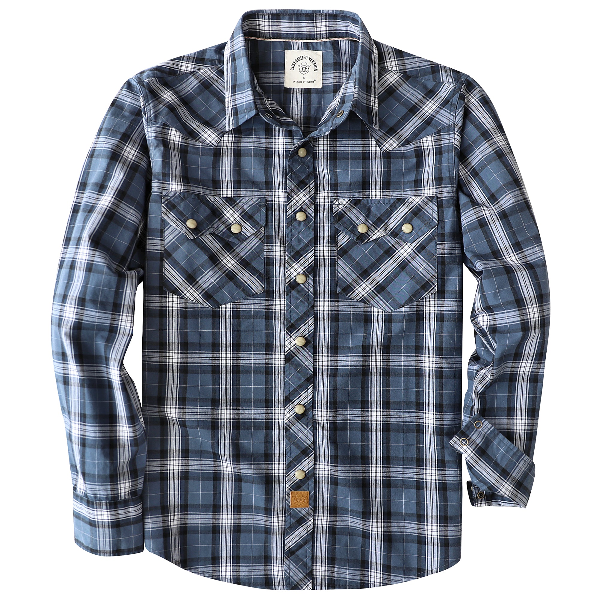 Dubinik® Pearl Snap Shirts For Men Long Sleeve Lightweight Casual Western Plaid Cowboy Cotton Vintage Work Shirt#48015