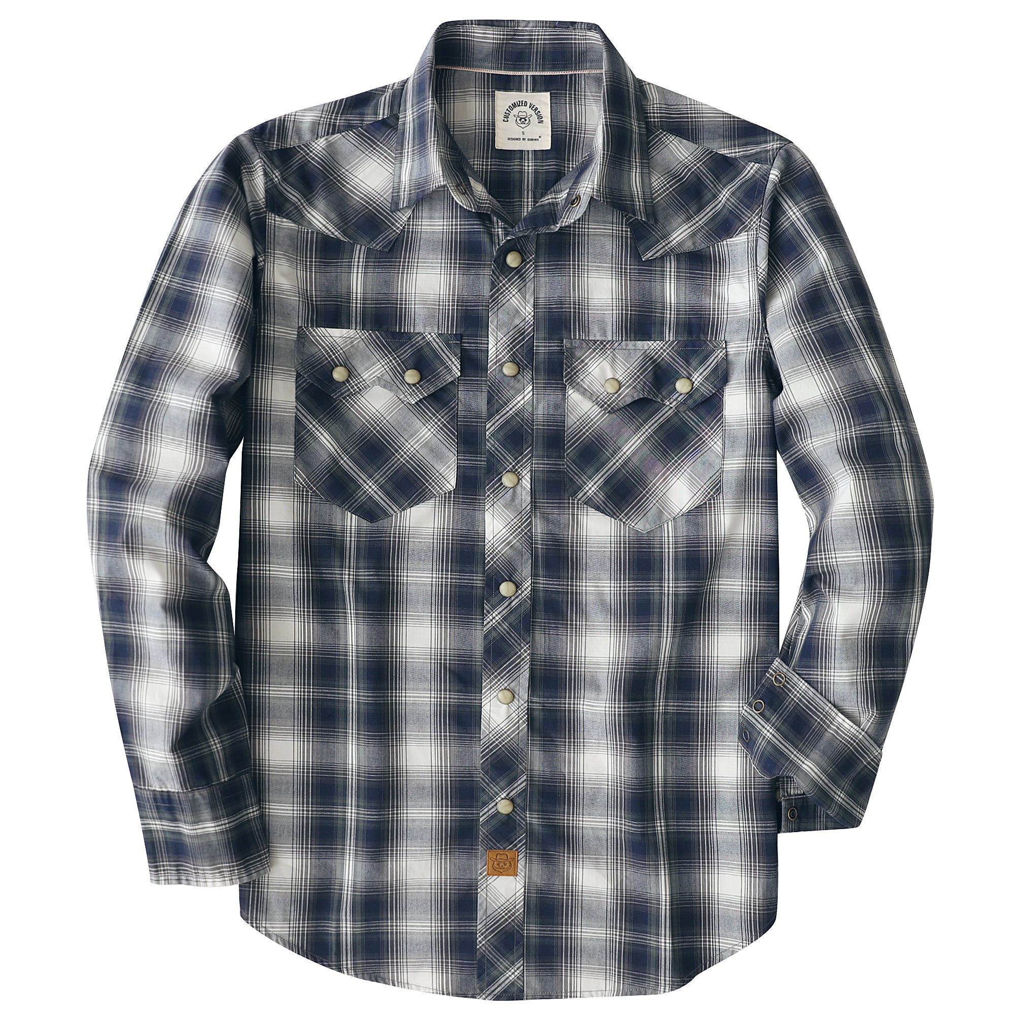 Dubinik® Pearl Snap Shirts For Men Long Sleeve Lightweight Casual Western Plaid Cowboy Cotton Vintage Work Shirt#48019