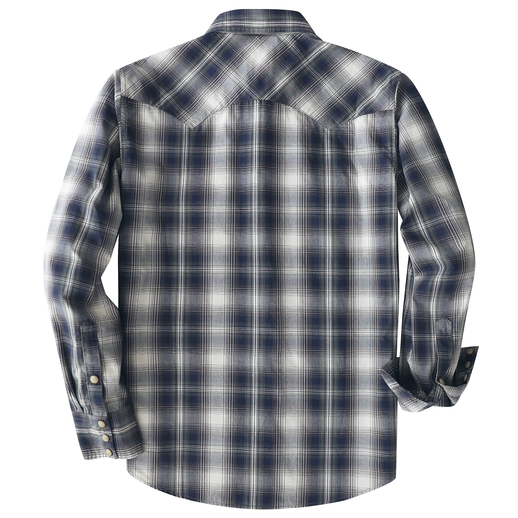 Dubinik® Pearl Snap Shirts For Men Long Sleeve Lightweight Casual Western Plaid Cowboy Cotton Vintage Work Shirt#48019
