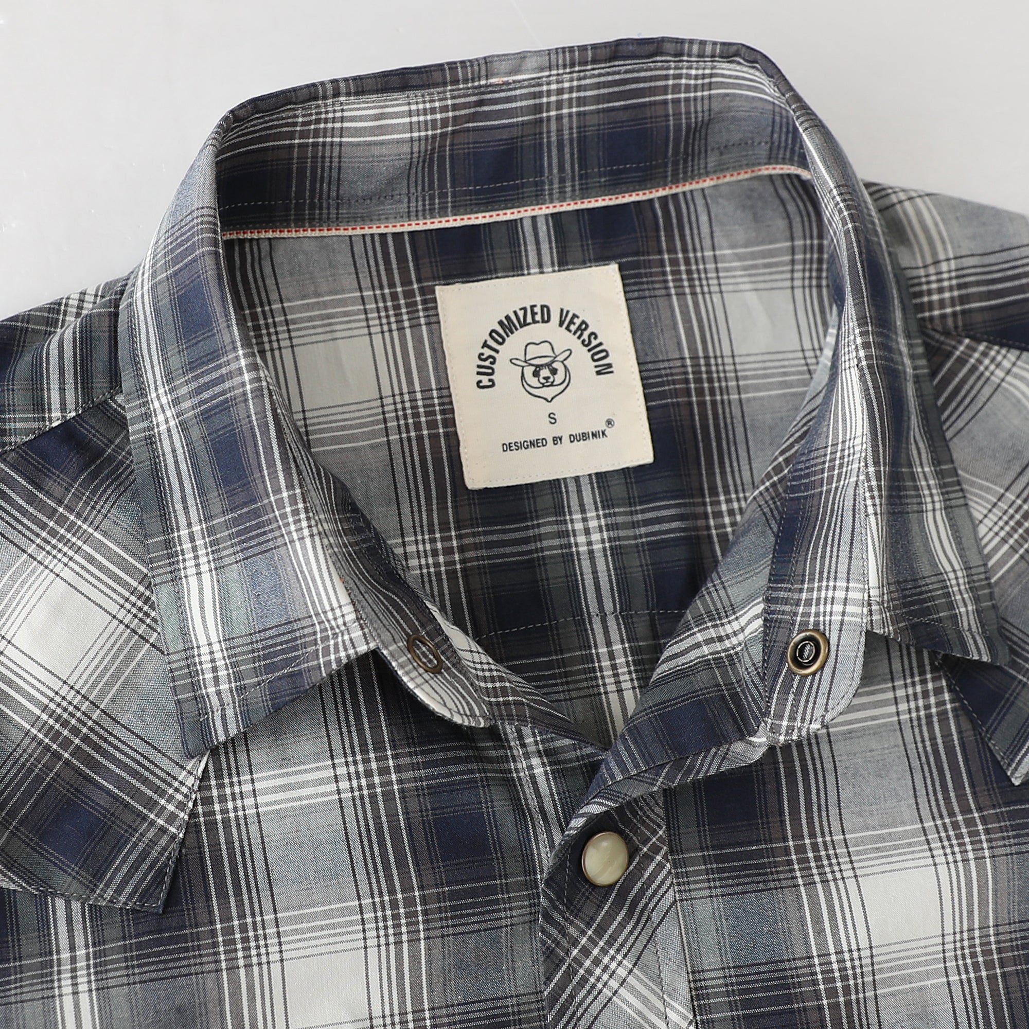 Dubinik® Pearl Snap Shirts For Men Long Sleeve Lightweight Casual Western Plaid Cowboy Cotton Vintage Work Shirt#48019