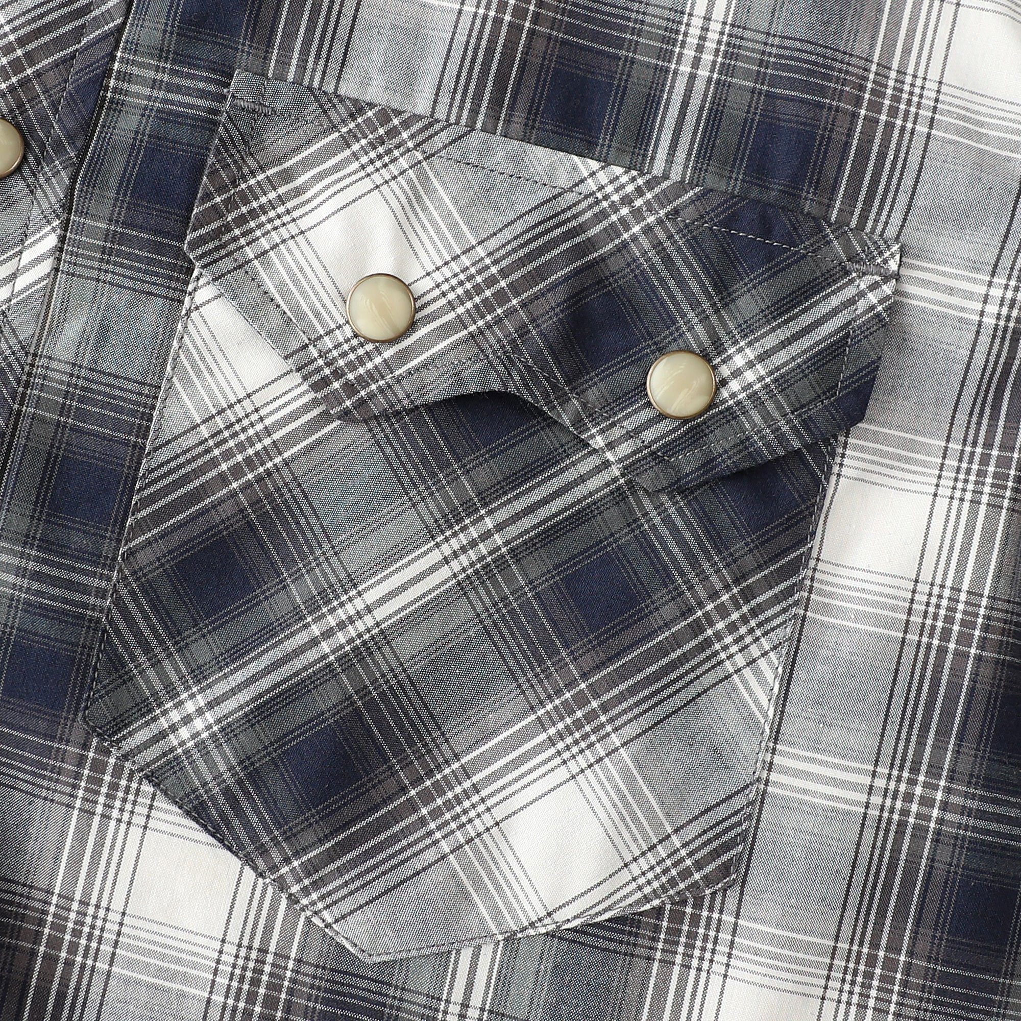 Dubinik® Pearl Snap Shirts For Men Long Sleeve Lightweight Casual Western Plaid Cowboy Cotton Vintage Work Shirt#48019