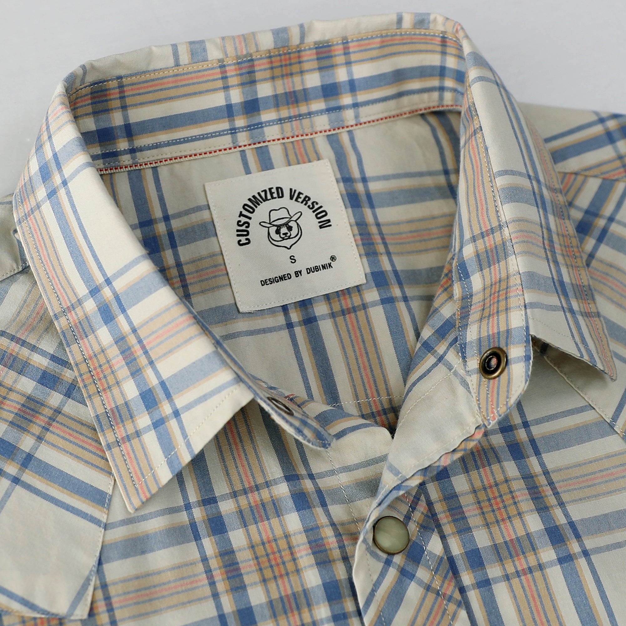 Dubinik® Pearl Snap Shirts For Men Long Sleeve Lightweight Casual Western Plaid Cowboy Cotton Vintage Work Shirt#48023