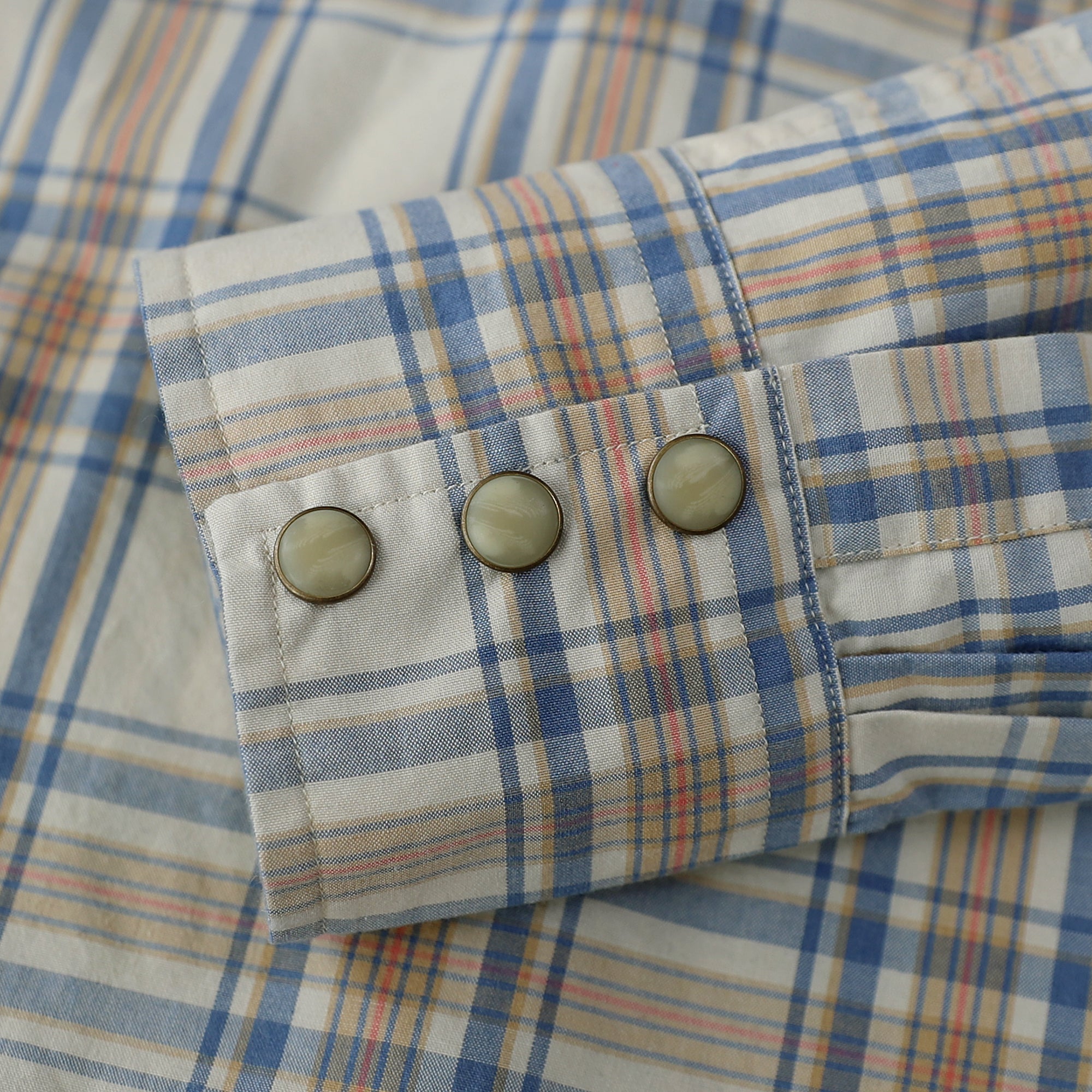 Dubinik® Pearl Snap Shirts For Men Long Sleeve Lightweight Casual Western Plaid Cowboy Cotton Vintage Work Shirt#48023