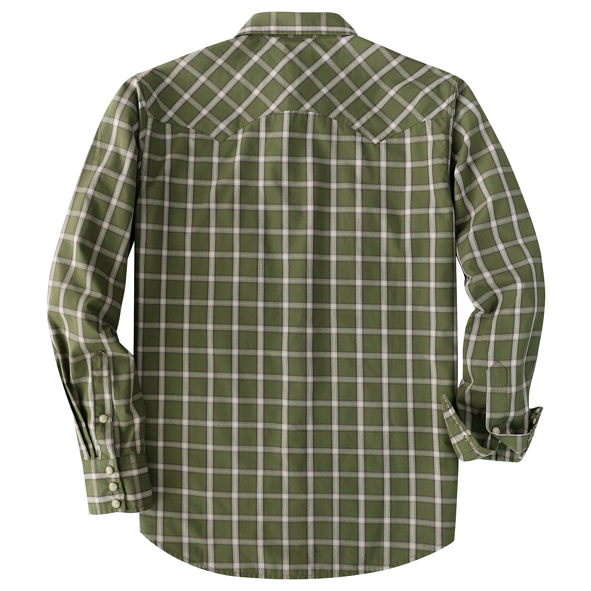 Dubinik® Pearl Snap Green Shirts For Men Long Sleeve Lightweight Casual Western Plaid Cowboy Cotton Vintage Work Shirt#48026
