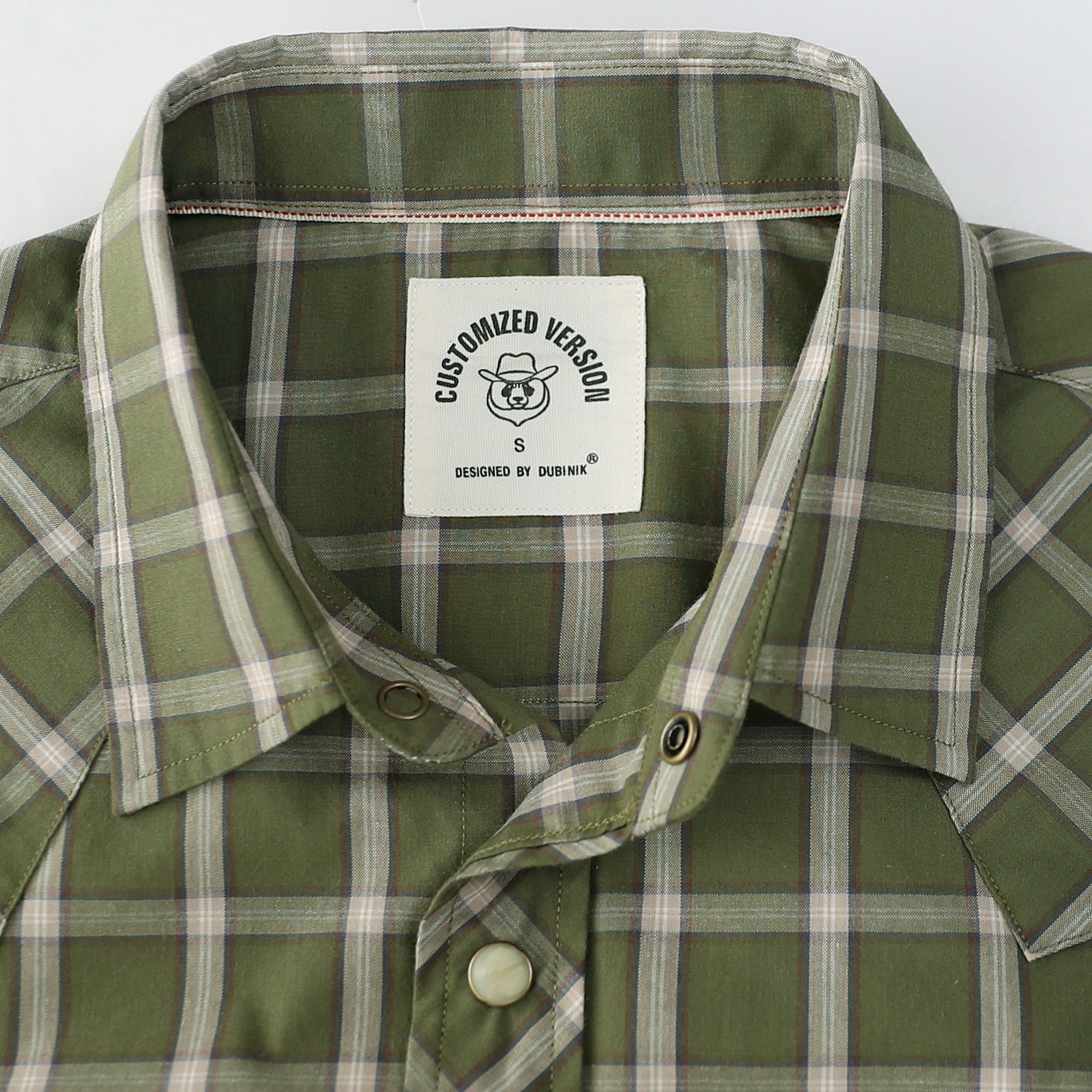 Dubinik® Pearl Snap Green Shirts For Men Long Sleeve Lightweight Casual Western Plaid Cowboy Cotton Vintage Work Shirt#48026