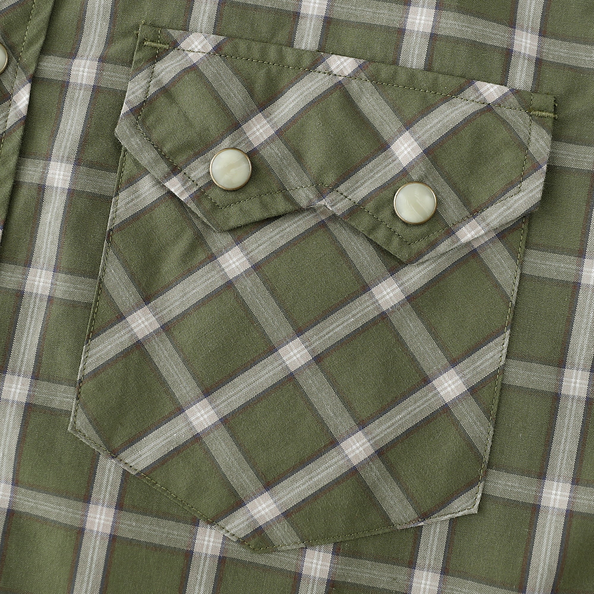 Dubinik® Pearl Snap Green Shirts For Men Long Sleeve Lightweight Casual Western Plaid Cowboy Cotton Vintage Work Shirt#48026