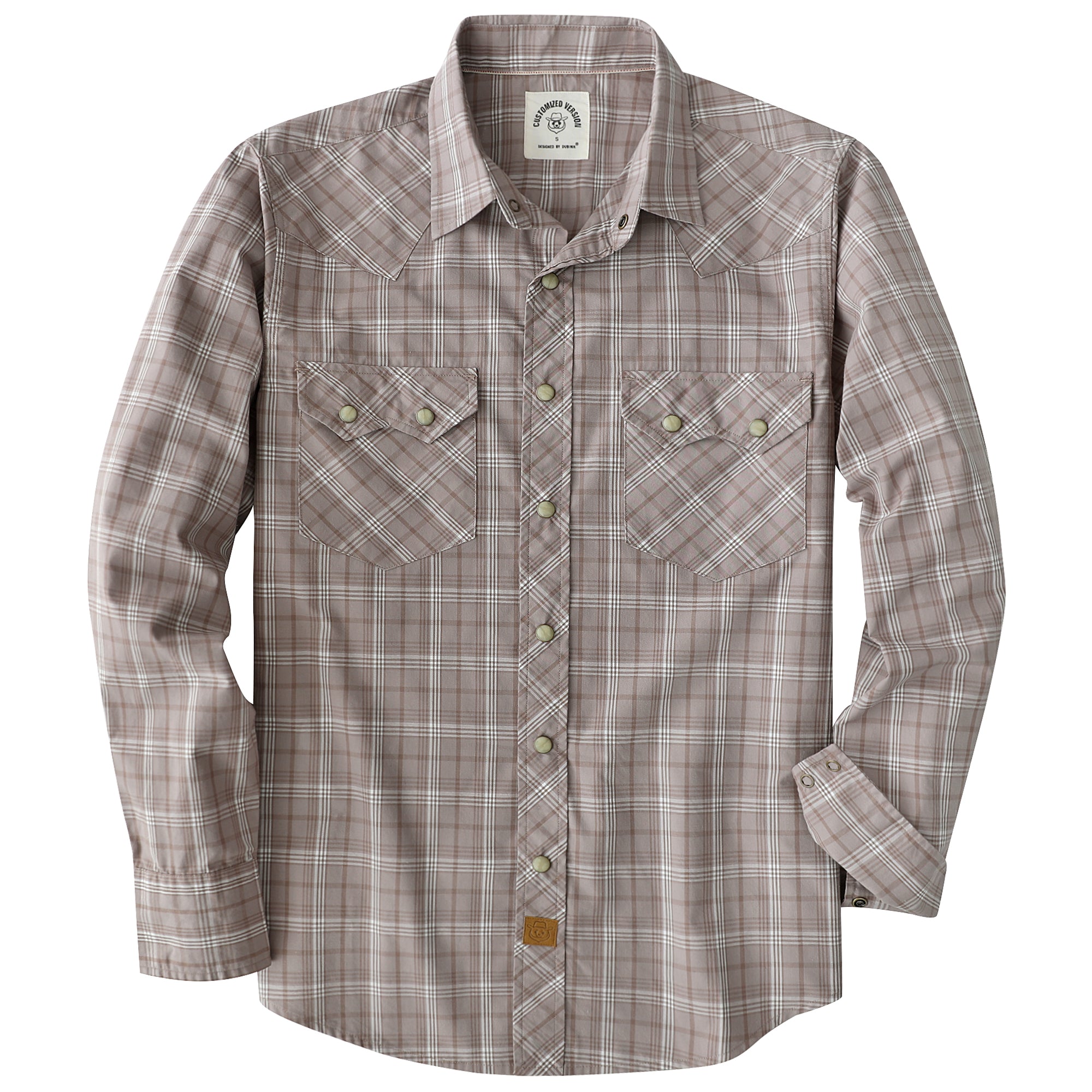 Dubinik® Pearl Snap Shirts For Men Long Sleeve Lightweight Casual Western Plaid Cowboy Cotton Vintage Work Shirt#48016