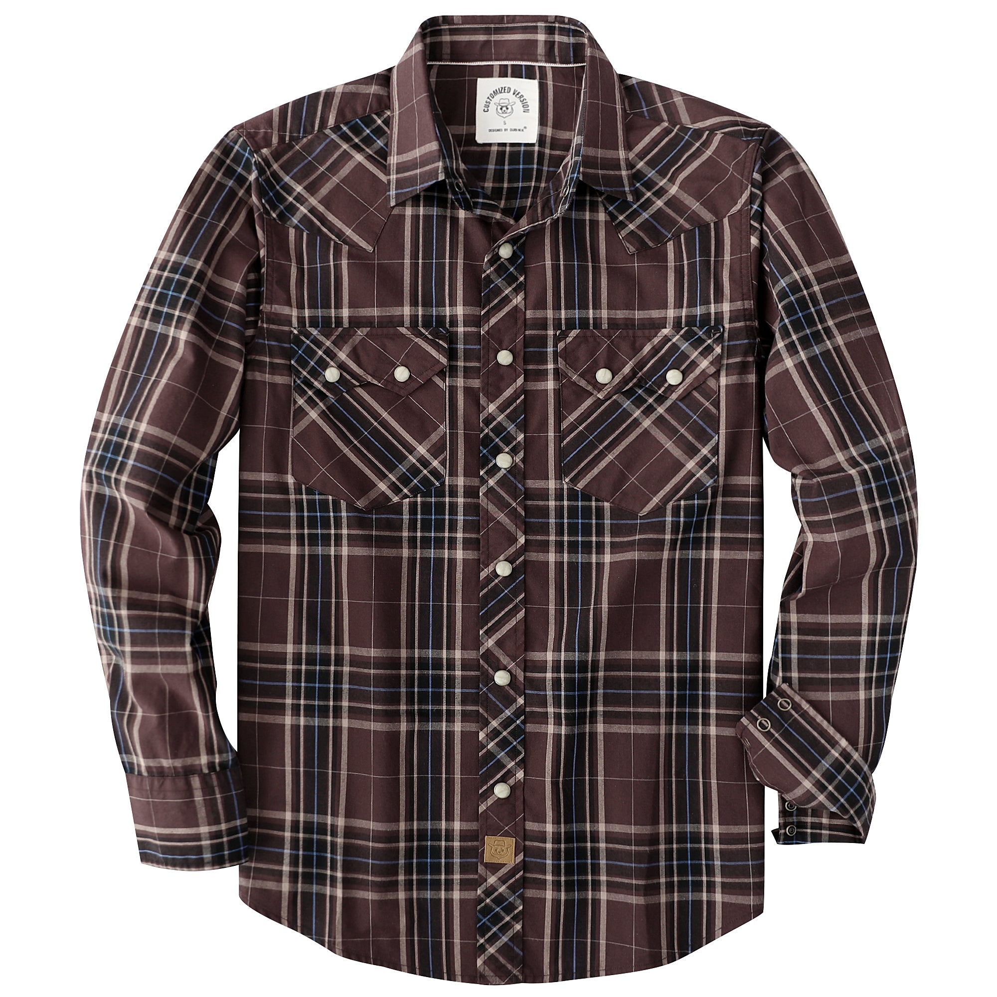 Dubinik® Pearl Snap Shirts For Men Long Sleeve Lightweight Casual Western Plaid Cowboy Cotton Vintage Work Shirt#48012