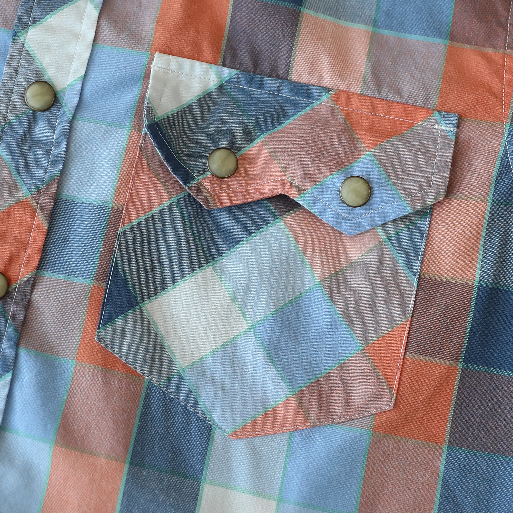 Dubinik® Pearl Snap Shirts For Men Long Sleeve Lightweight Casual Western Plaid Cowboy Cotton Vintage Work Shirt#48020