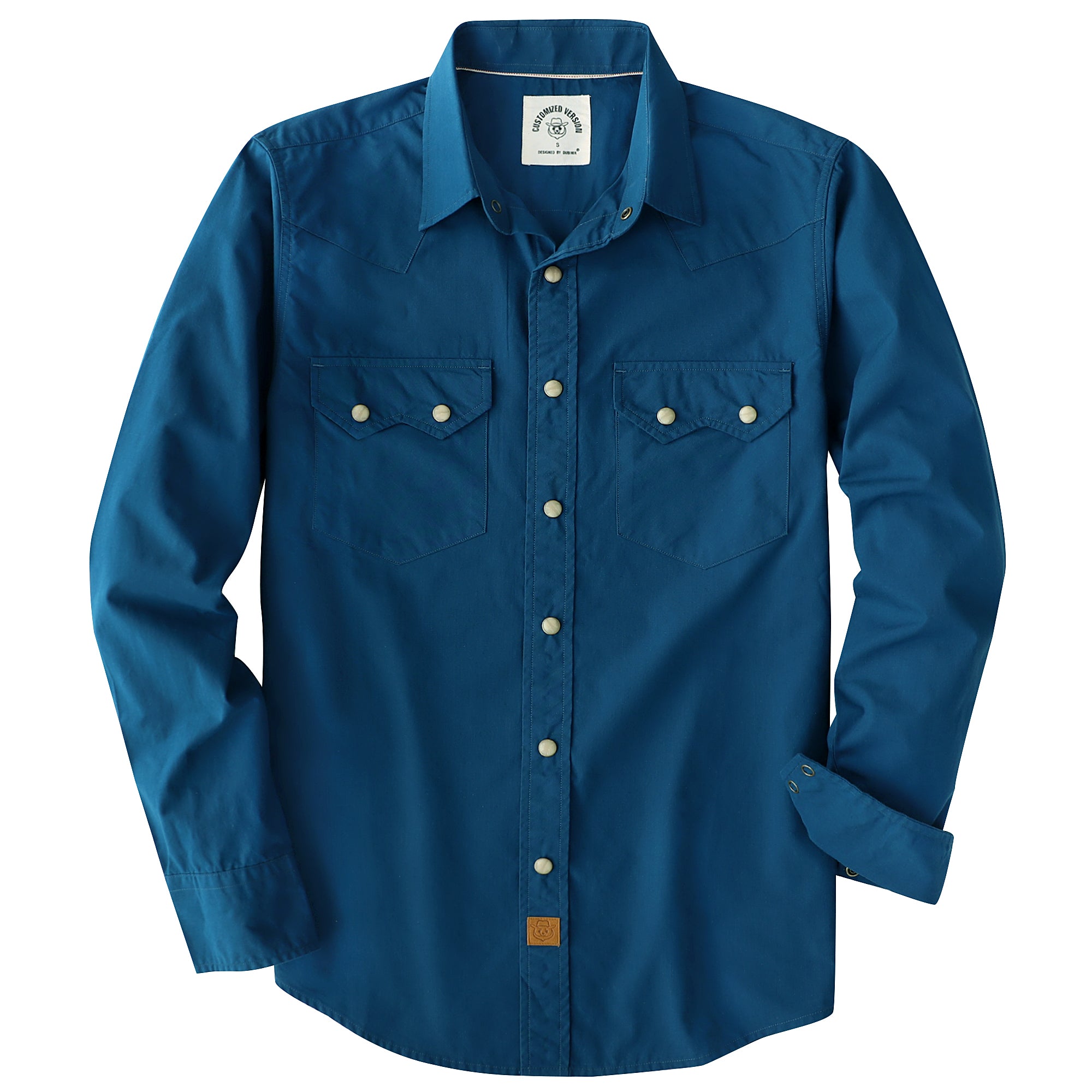 Dubinik® Pearl Snap Solid Navy Blue Shirts For Men Long Sleeve Lightweight Casual Western Plaid Cowboy Cotton Vintage Work Shirt#48029
