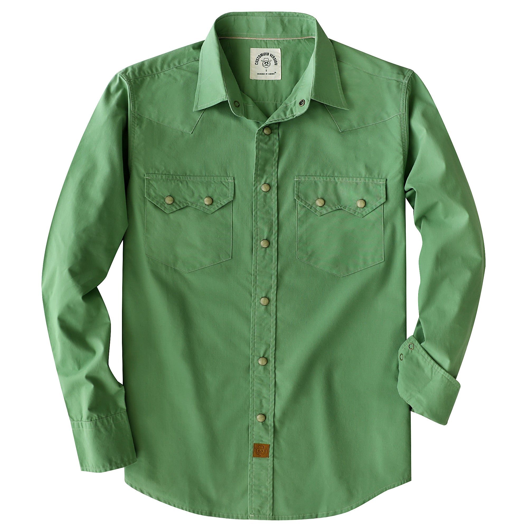 Dubinik® Pearl Snap Solid Light Green Shirts For Men Long Sleeve Lightweight Casual Western Plaid Cowboy Cotton Vintage Work Shirt#48031