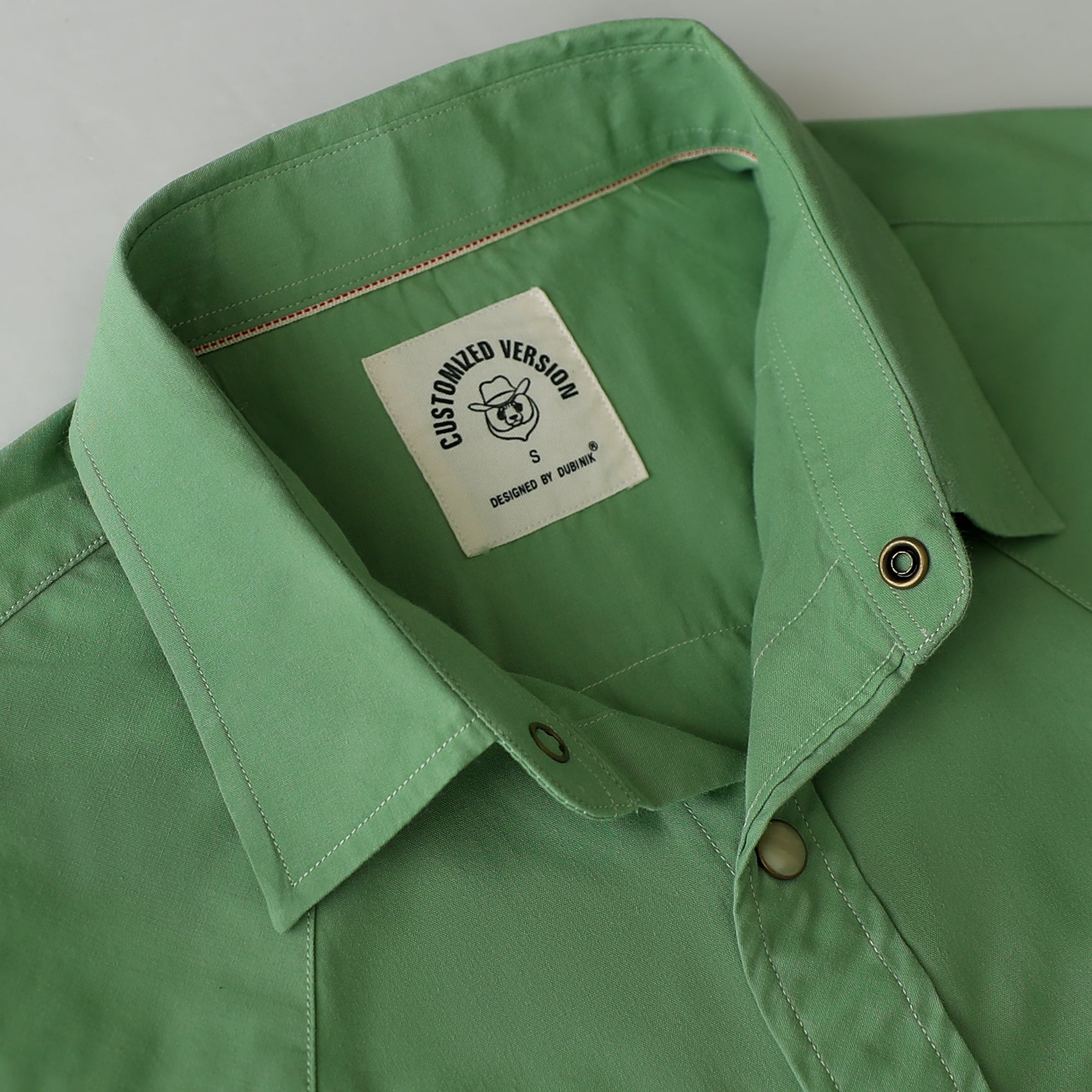 Dubinik® Pearl Snap Solid Light Green Shirts For Men Long Sleeve Lightweight Casual Western Plaid Cowboy Cotton Vintage Work Shirt#48031